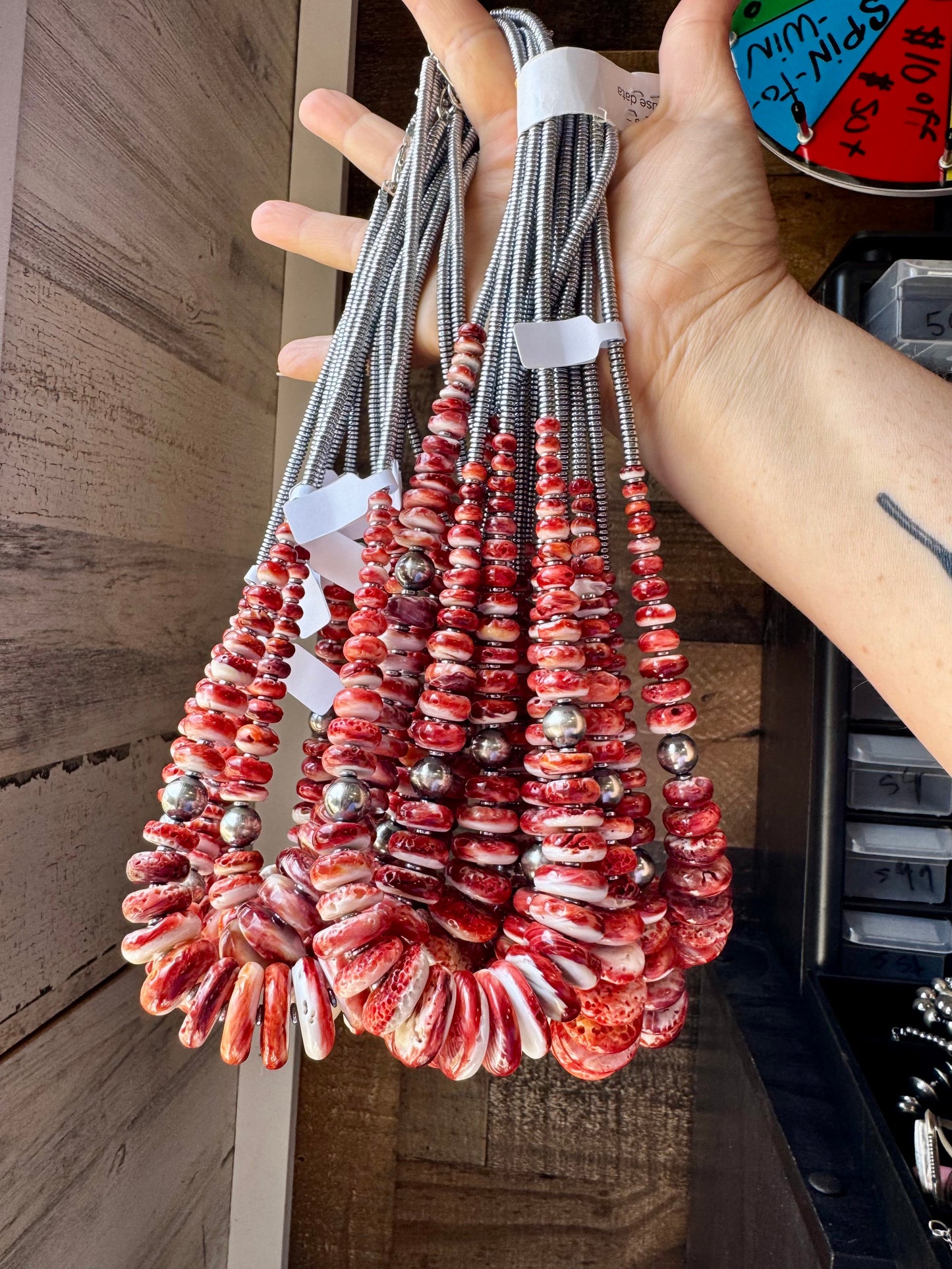 23" Red Spiny Oyster Graduated Necklace