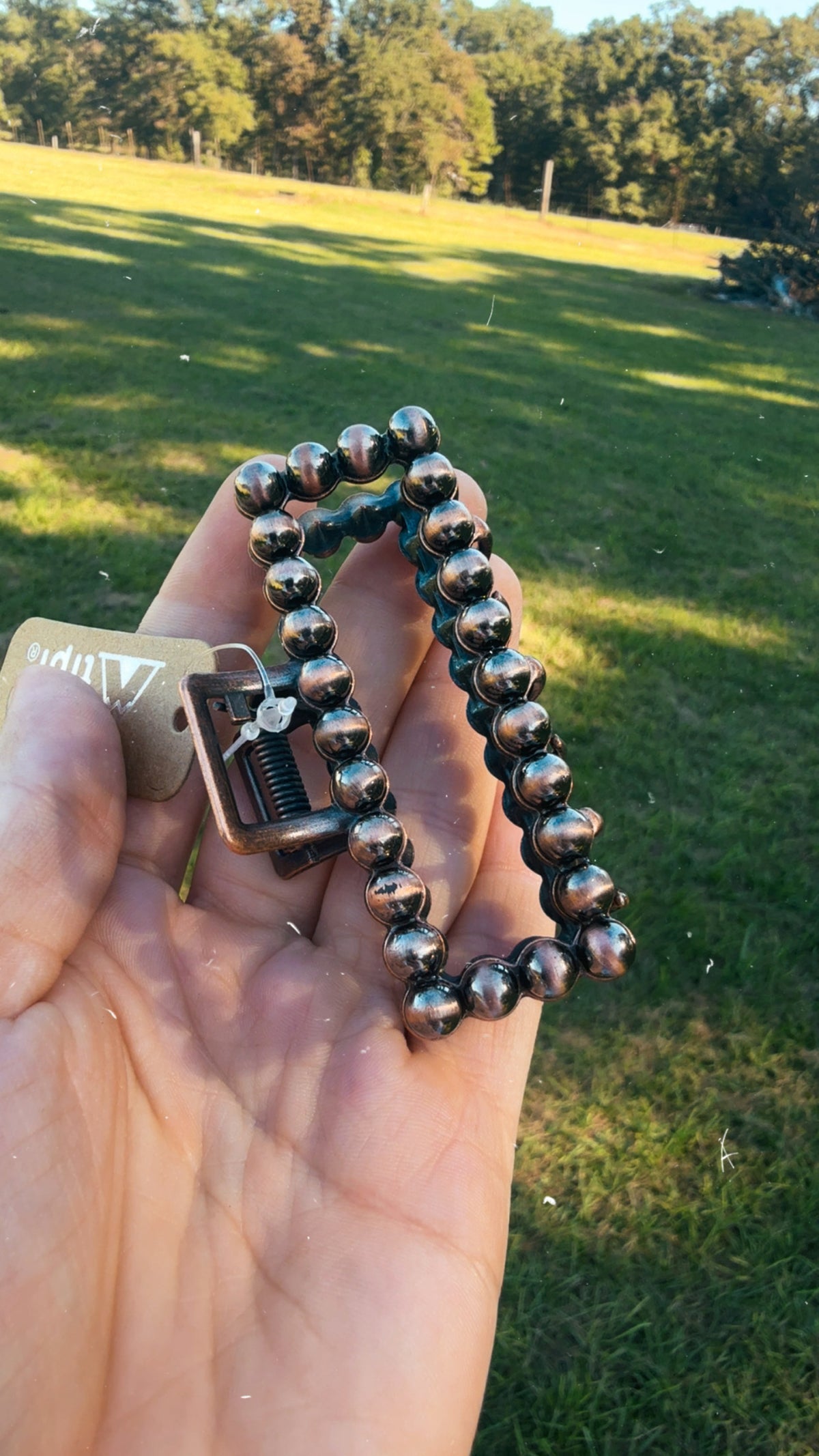 Western Mini Pearl Hair Claw: Copper