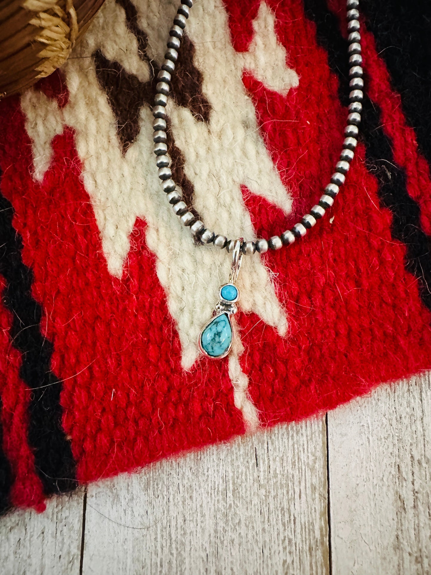 Navajo Turquoise & Sterling Silver Two-Stone Pendant