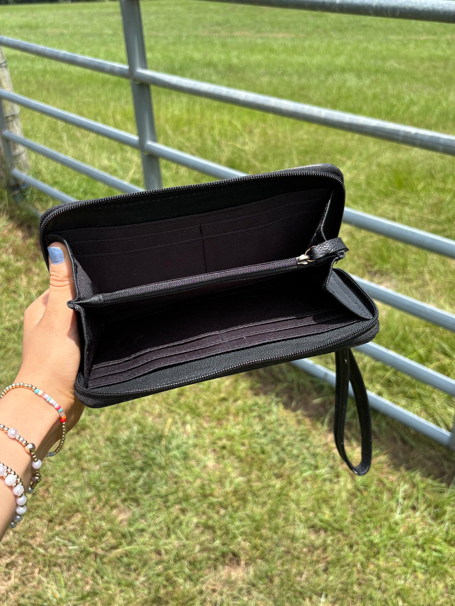 Checkered wallet / wristlet