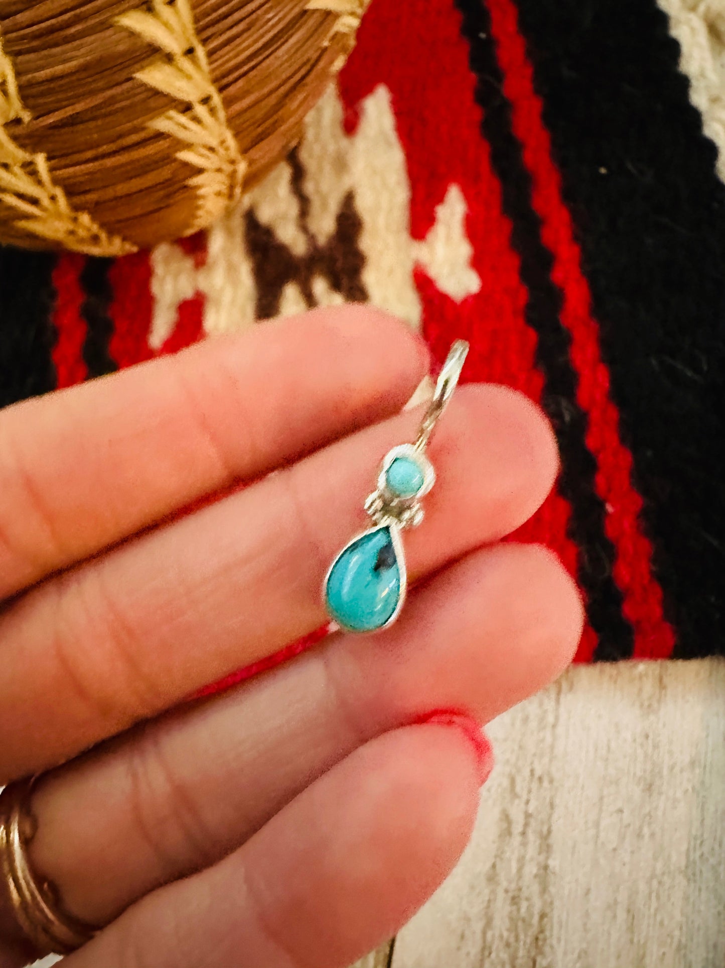 Navajo Turquoise & Sterling Silver Two-Stone Pendant