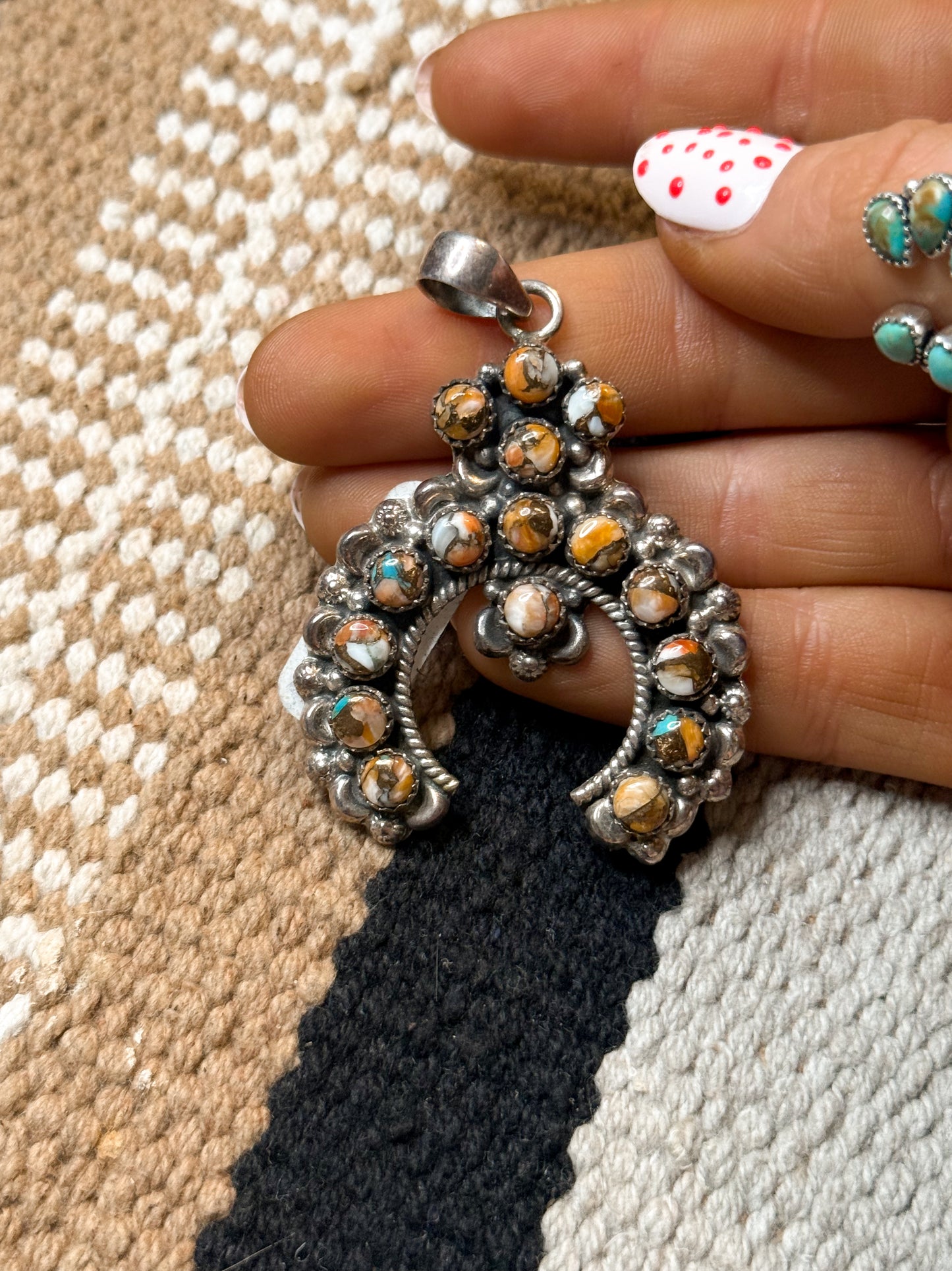 Orange spiny and Kingman pendant
