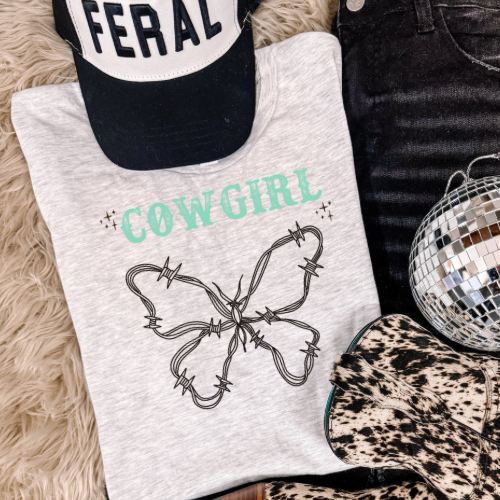 Cowgirl butterfly tee sublimation T-shirt