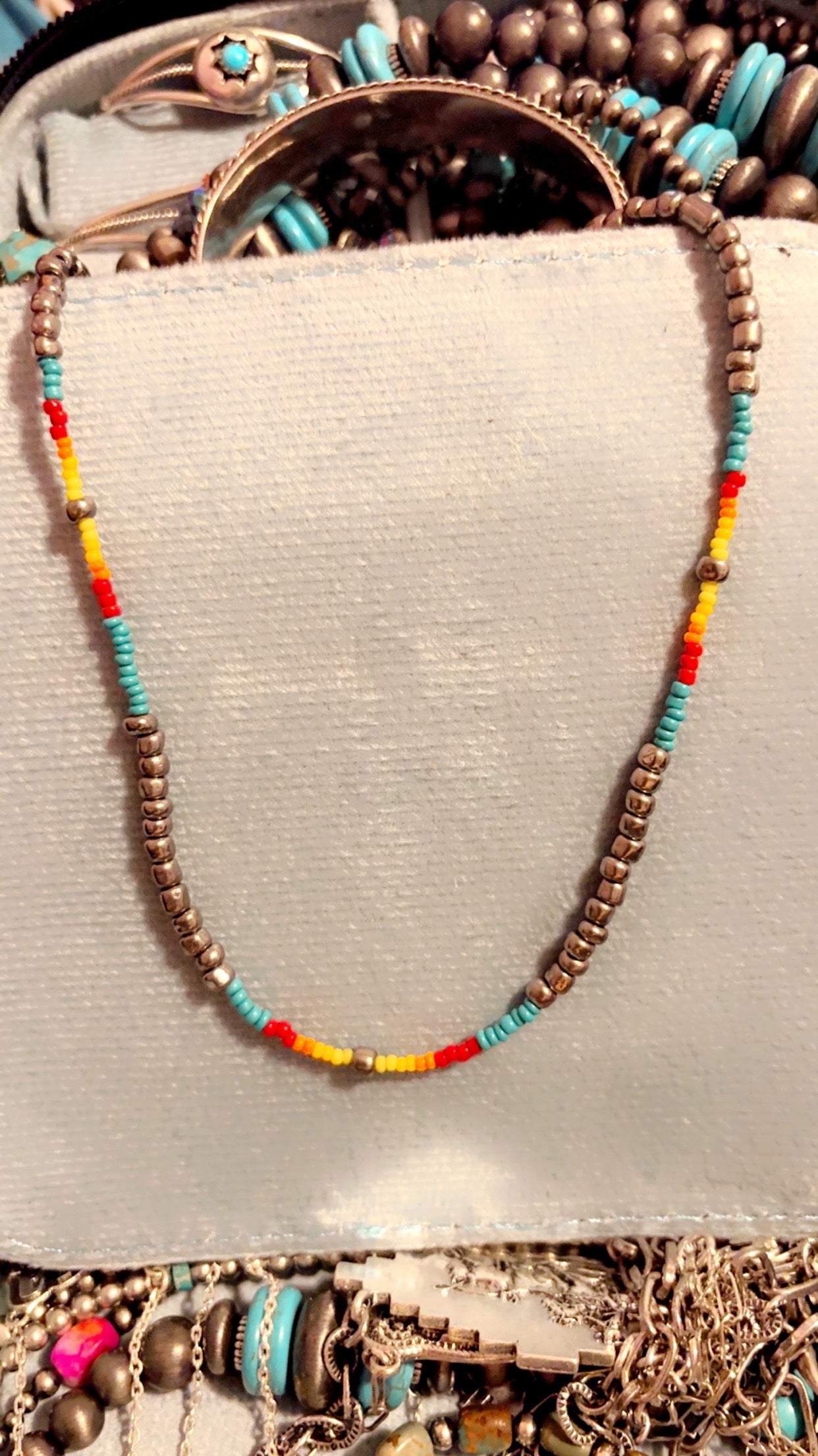 Silver and serape choker