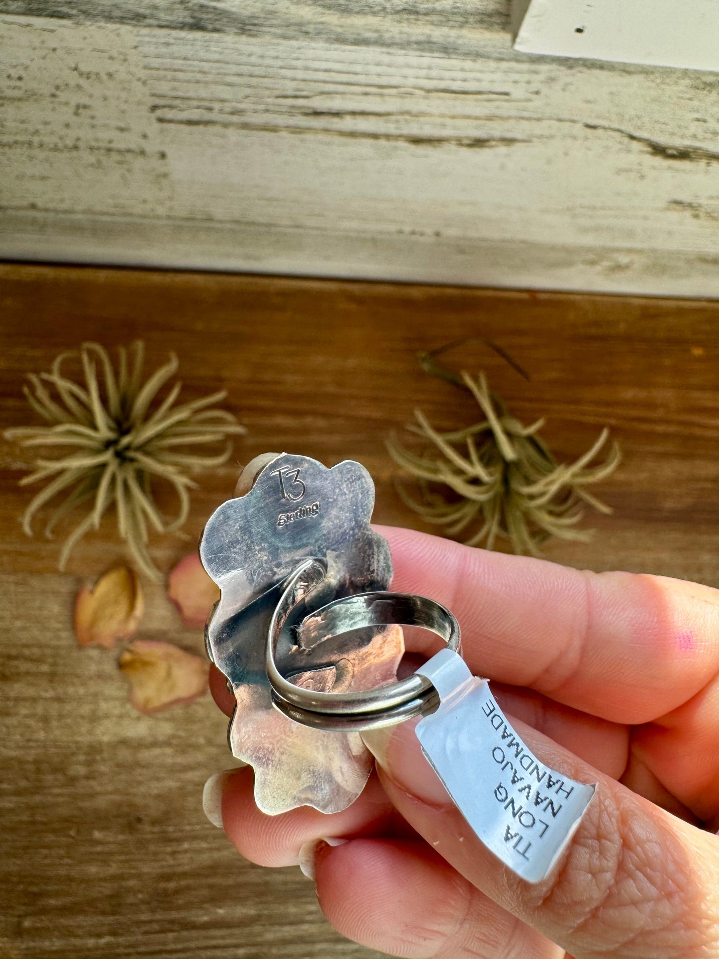 Tia Long Spiny Oyster Ring – Navajo Made – Adjustable Sterling Silver