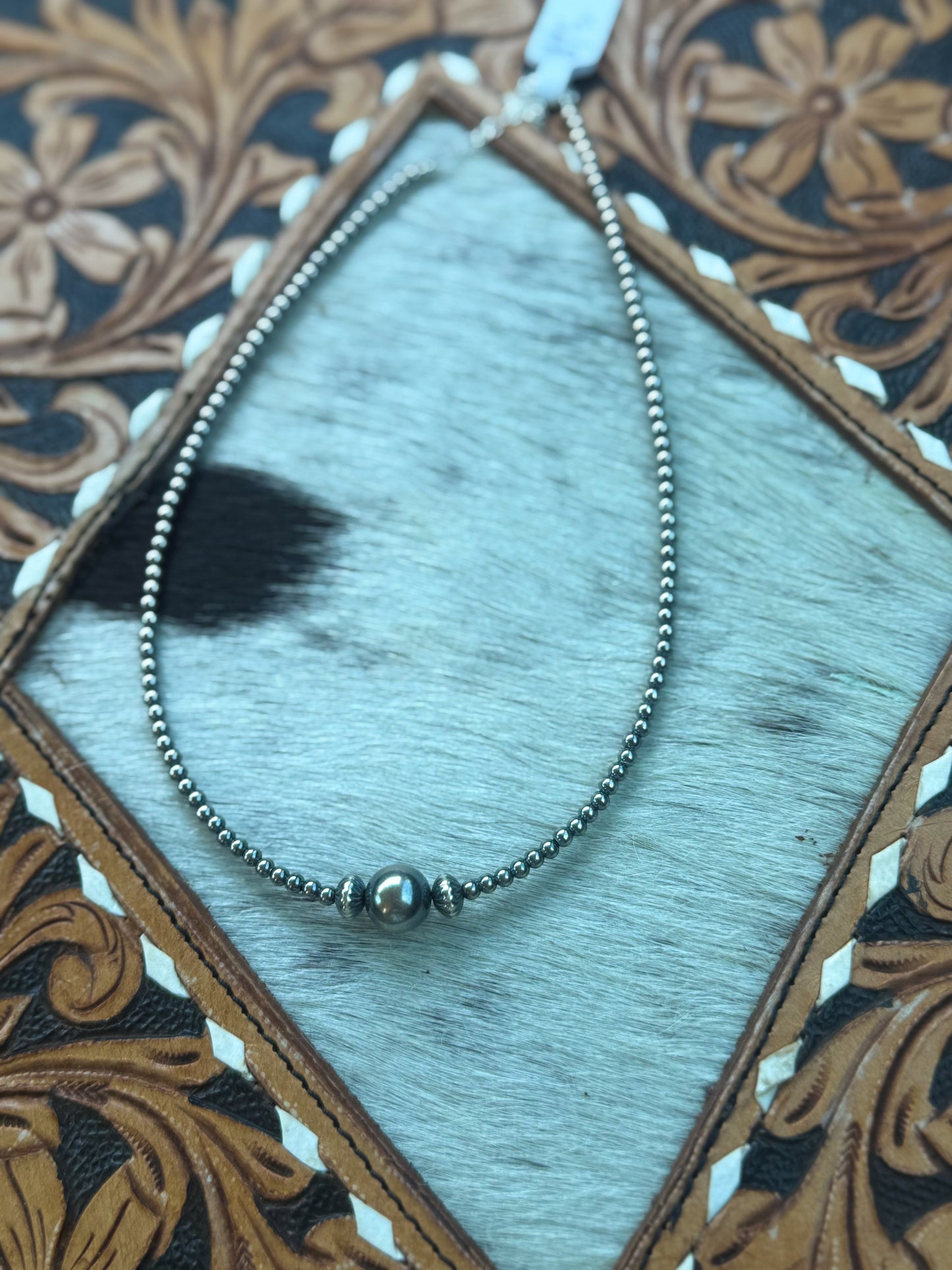 10mm In The Middle 3mm Sterling Silver - 14"