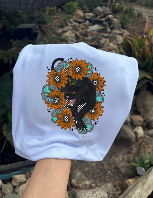 Floral panther western sublimation T-shirt