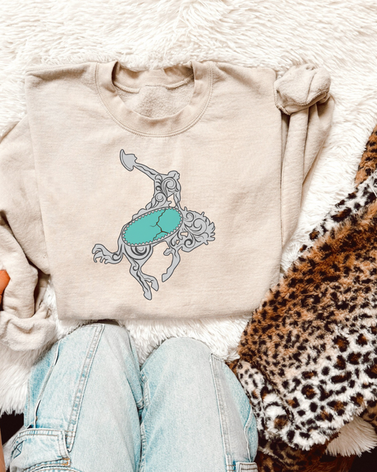 The silver bucking horse sweatshirt