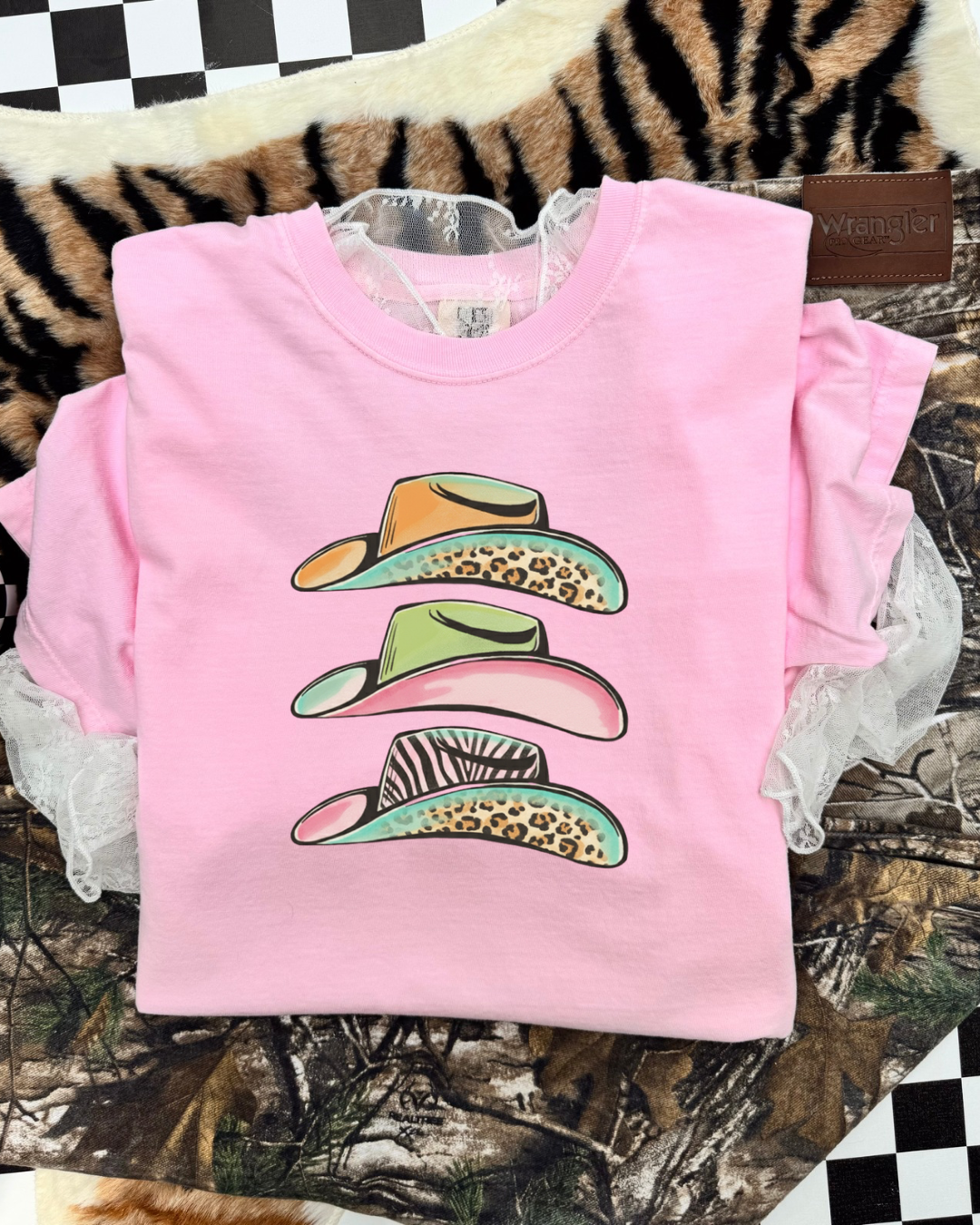 Mix print hats comfort color shirt