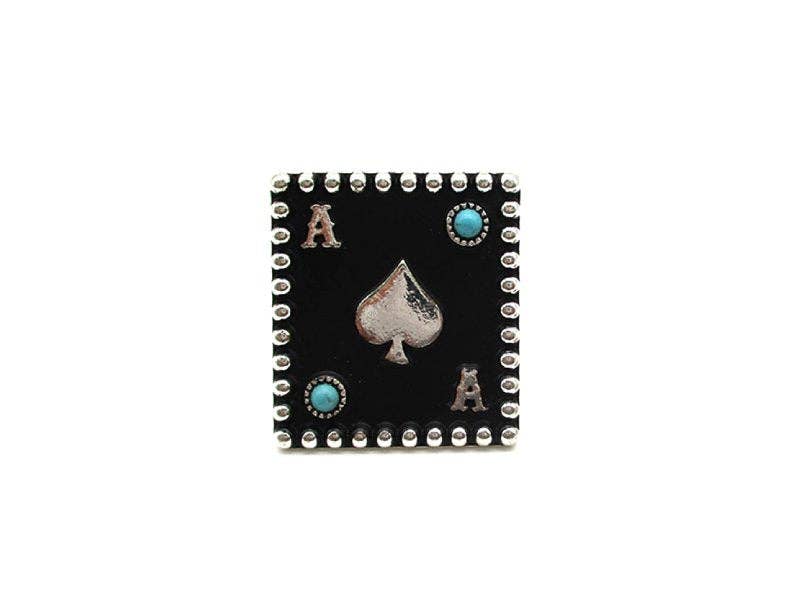 Western Black Spade Ace Cuff Ring