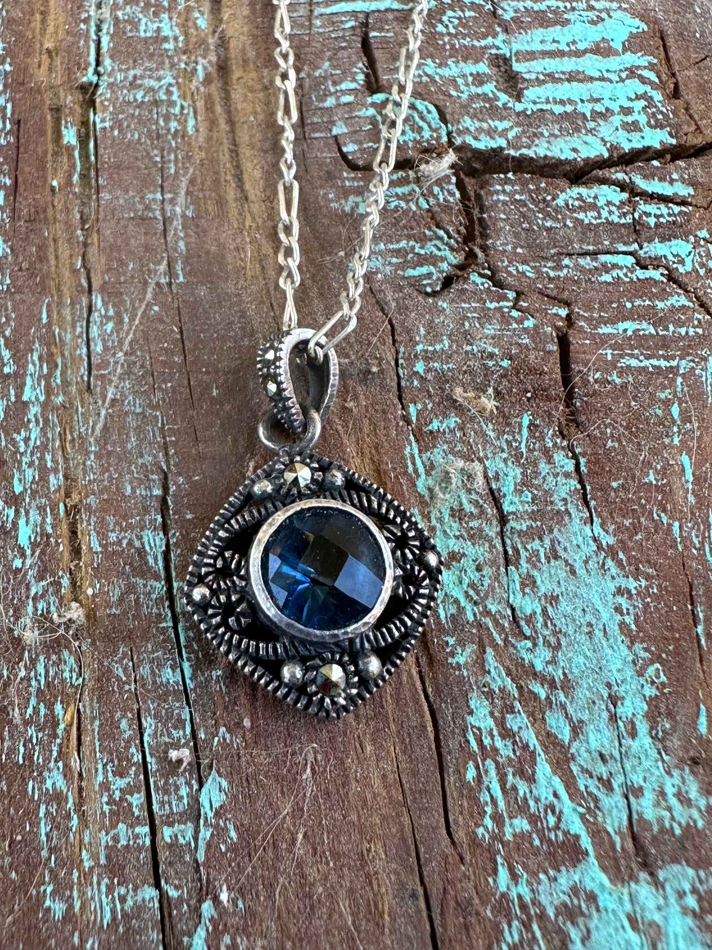 Blue Topaz pendant necklace 20” 