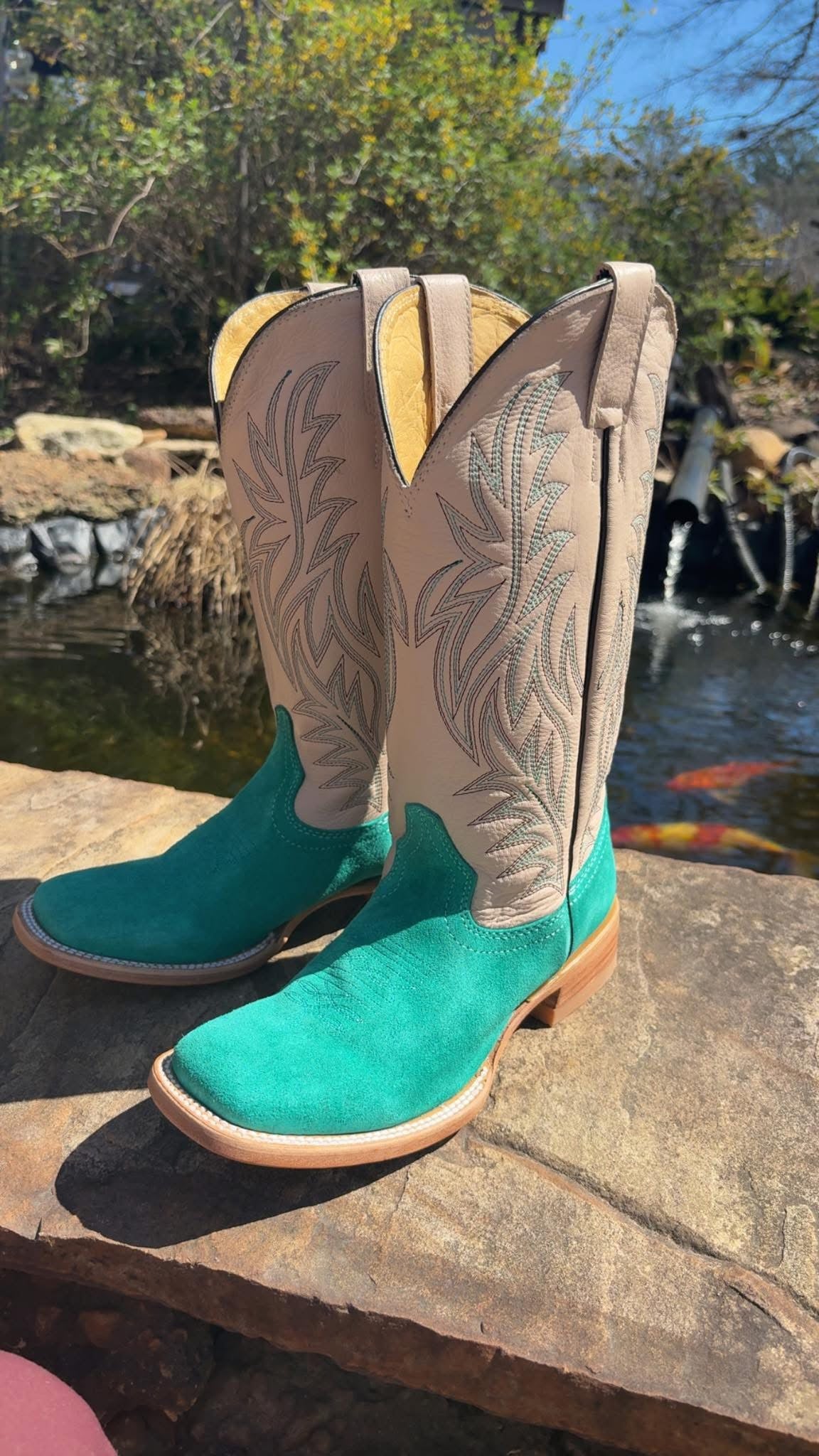 Turquoise rough out boots
