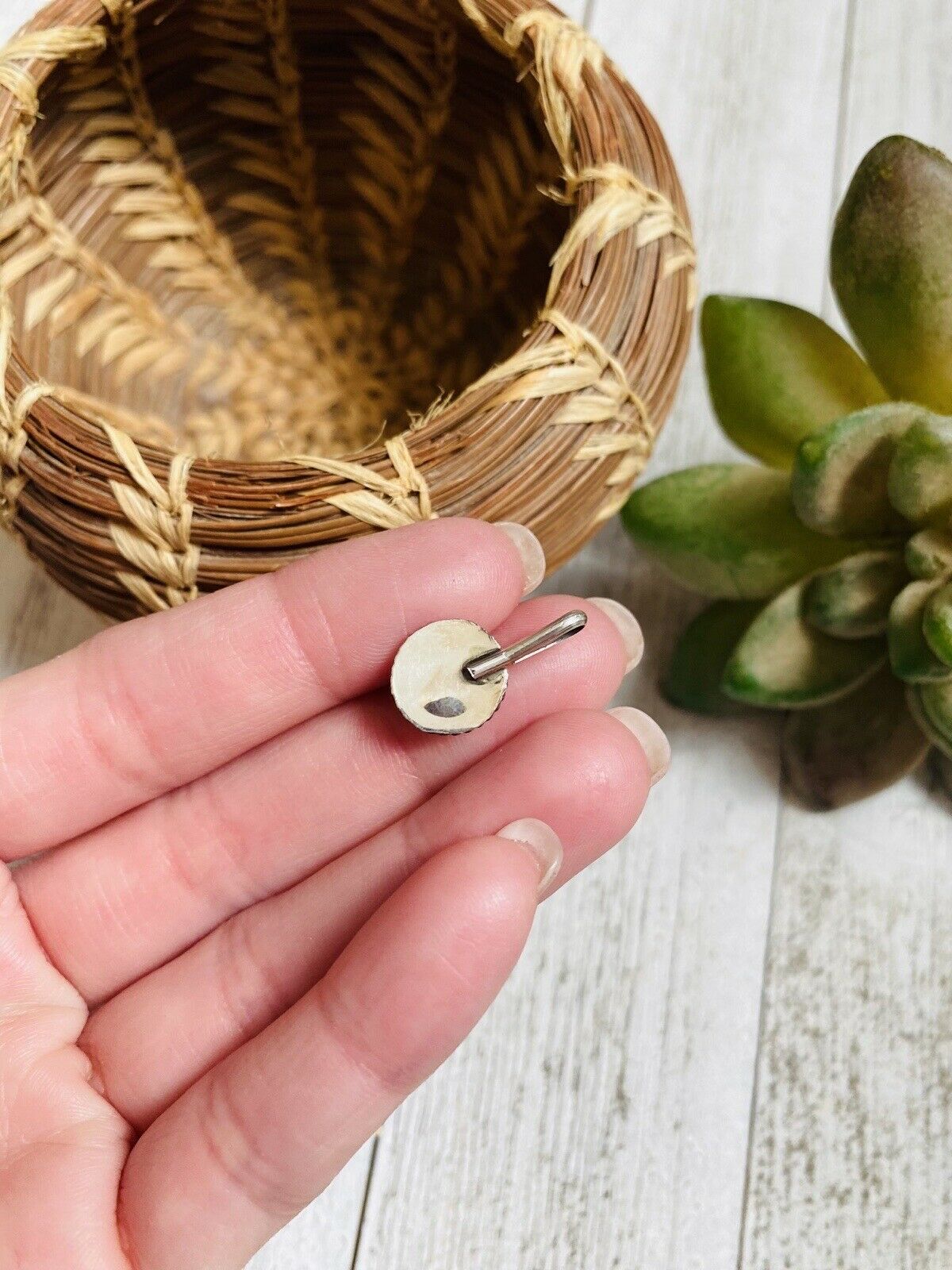 Navajo Handmade Kingman Turquoise & Sterling Silver Mini Pendant