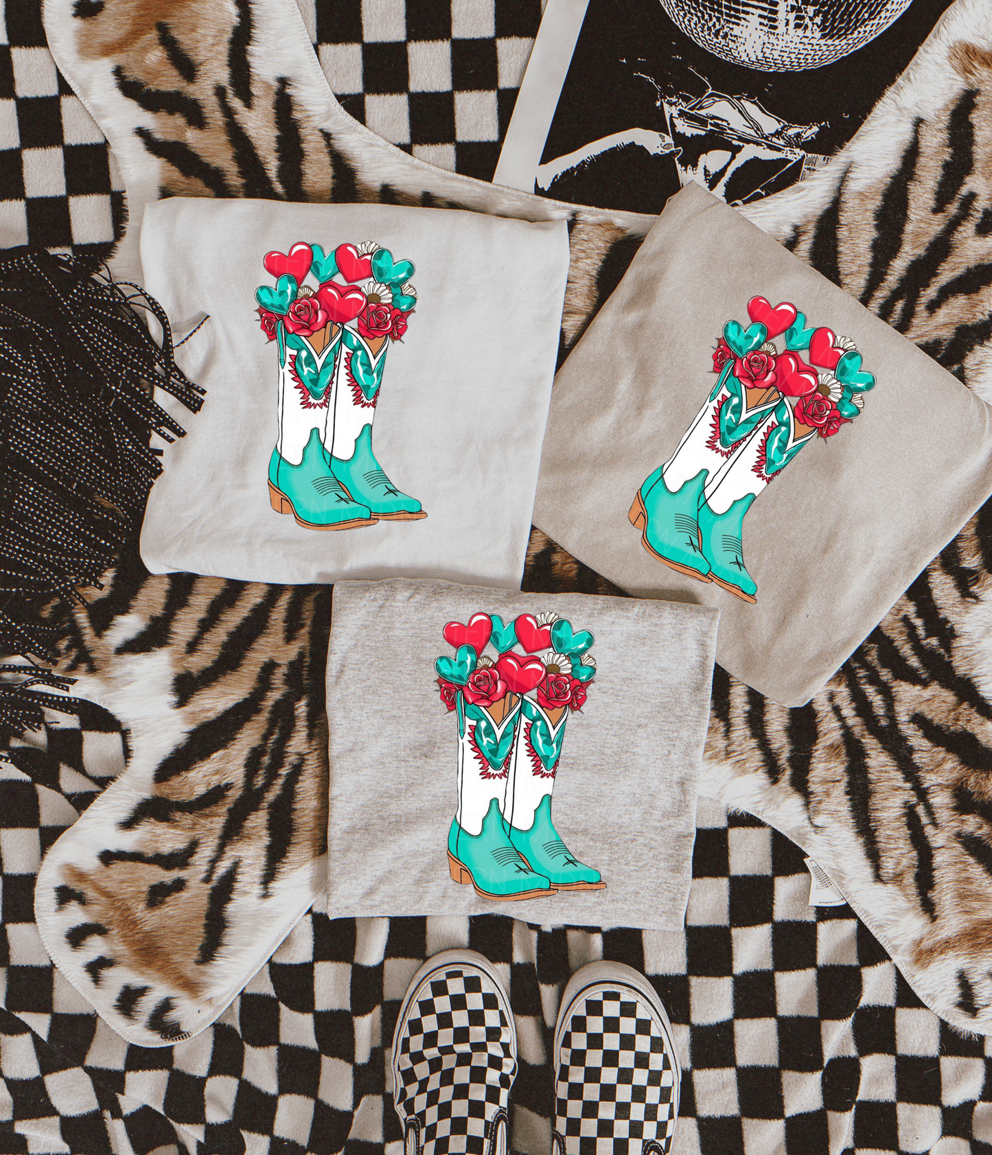 Turquoise boots sublimation T-shirt