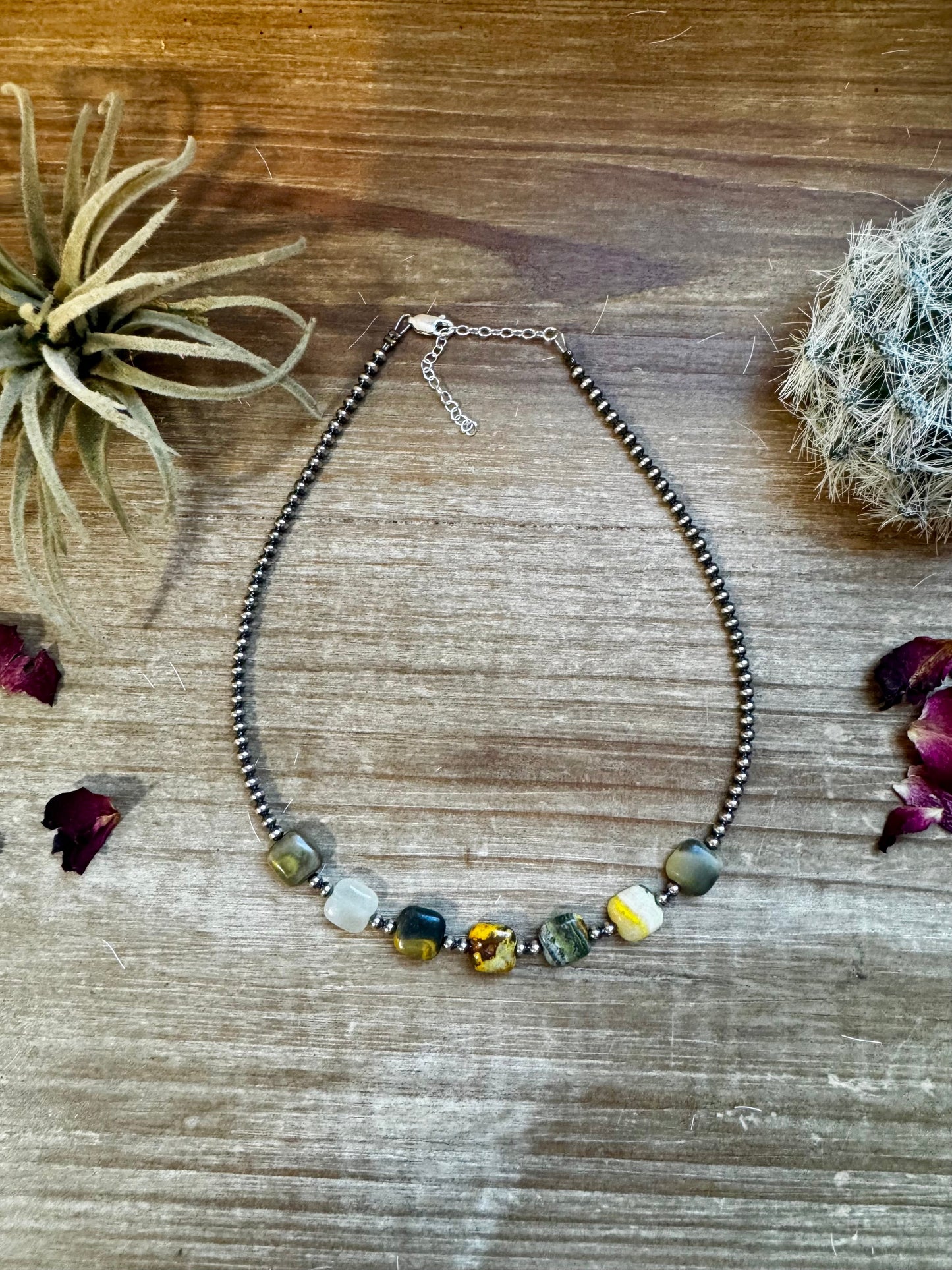 14 inch 3 mm sterling silver pearls choker - with bumblebees beads