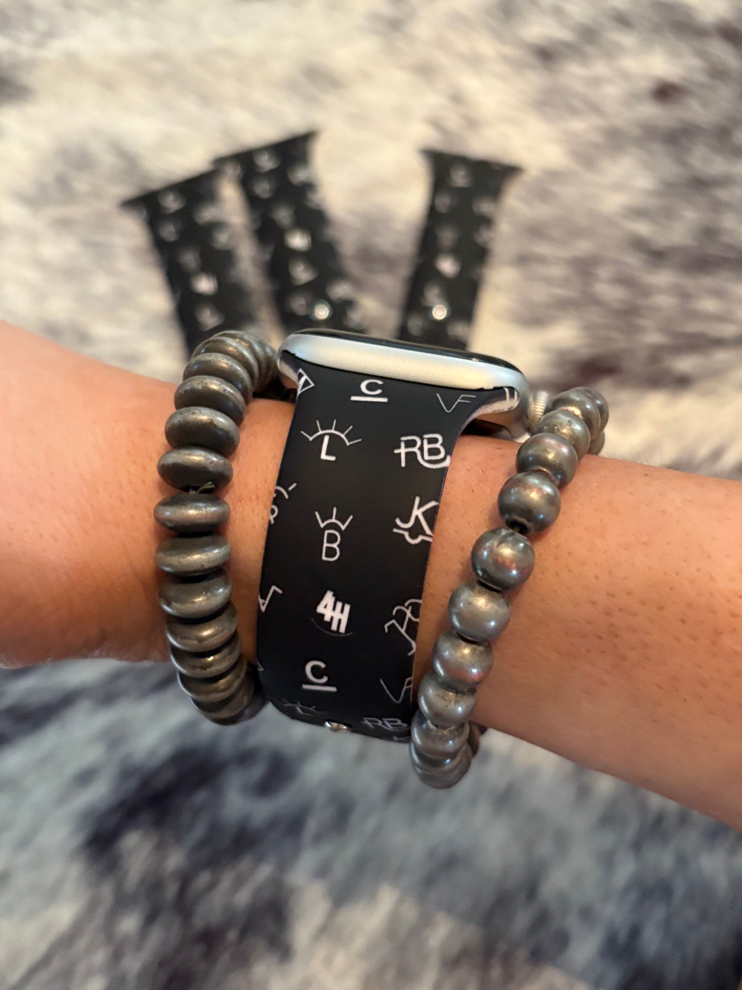 Black branded Apple Watch band