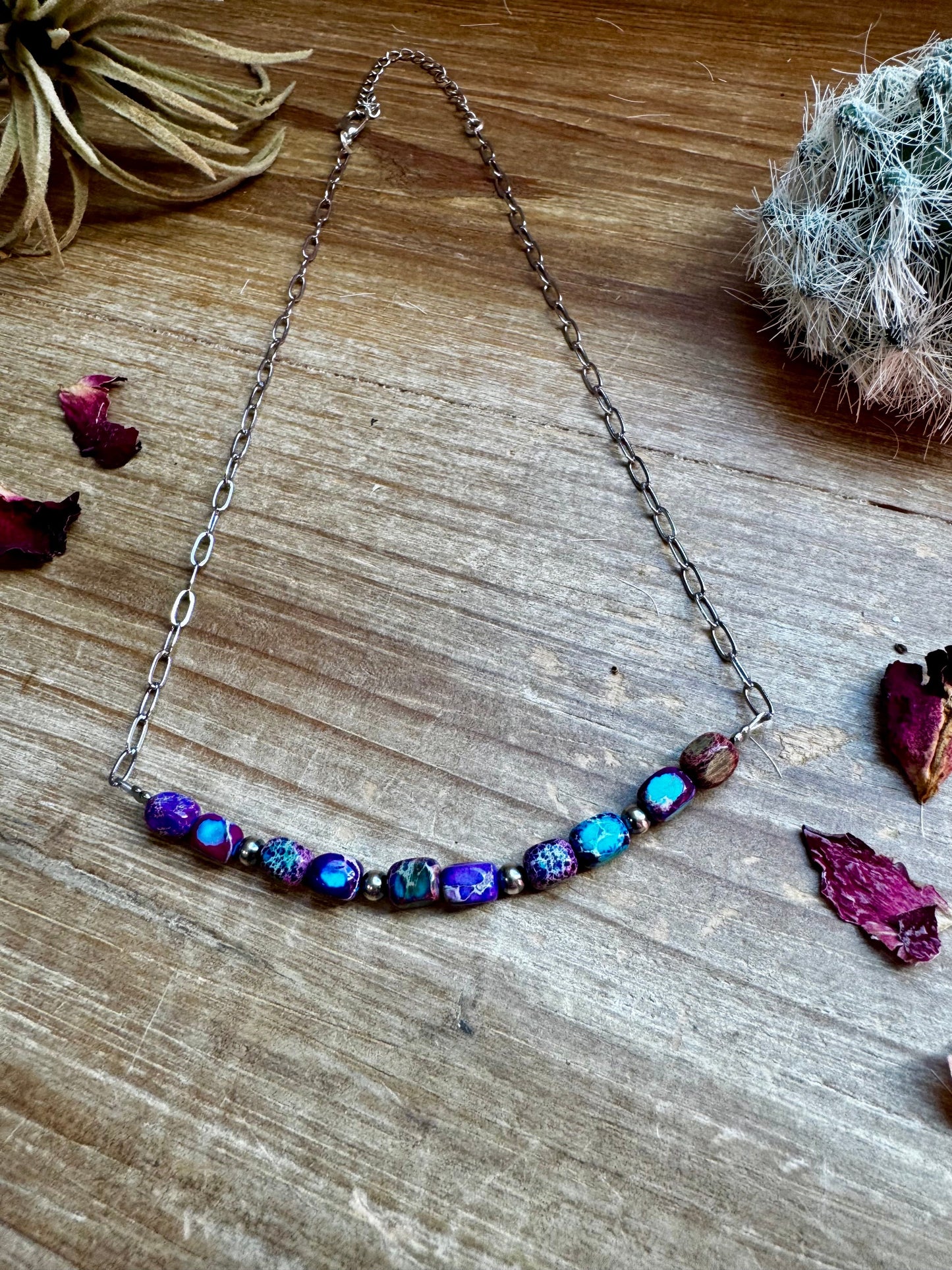 16 inch chain choker and Verascite sea sediment and sterling silver
