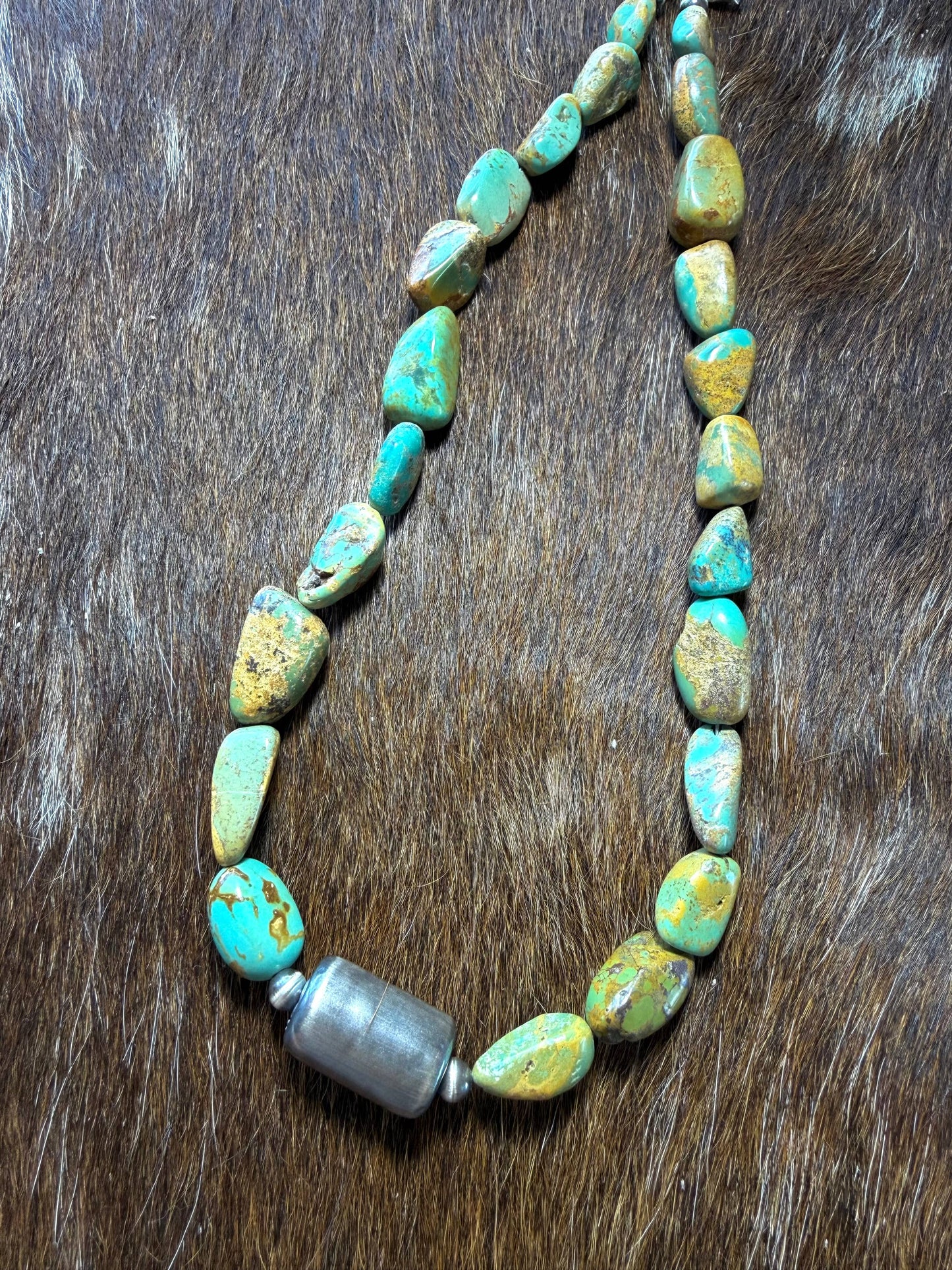 Chunky turquoise barrel bead necklace