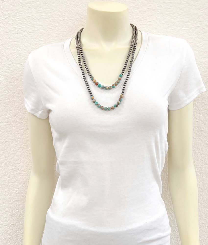 Handmade 24" 2-strand Gemstone Necklace