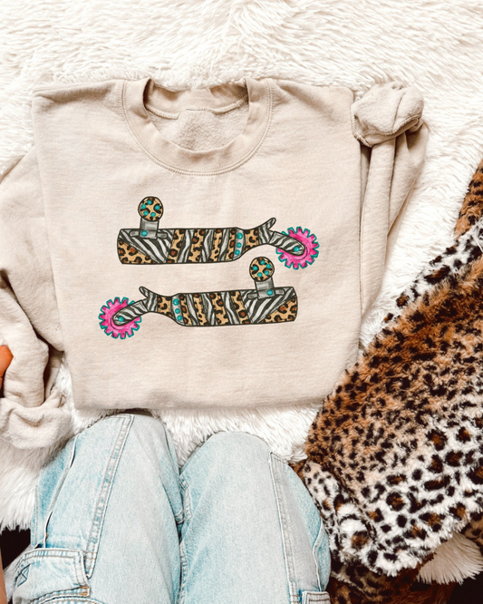 The mix print spurs sweatshirt