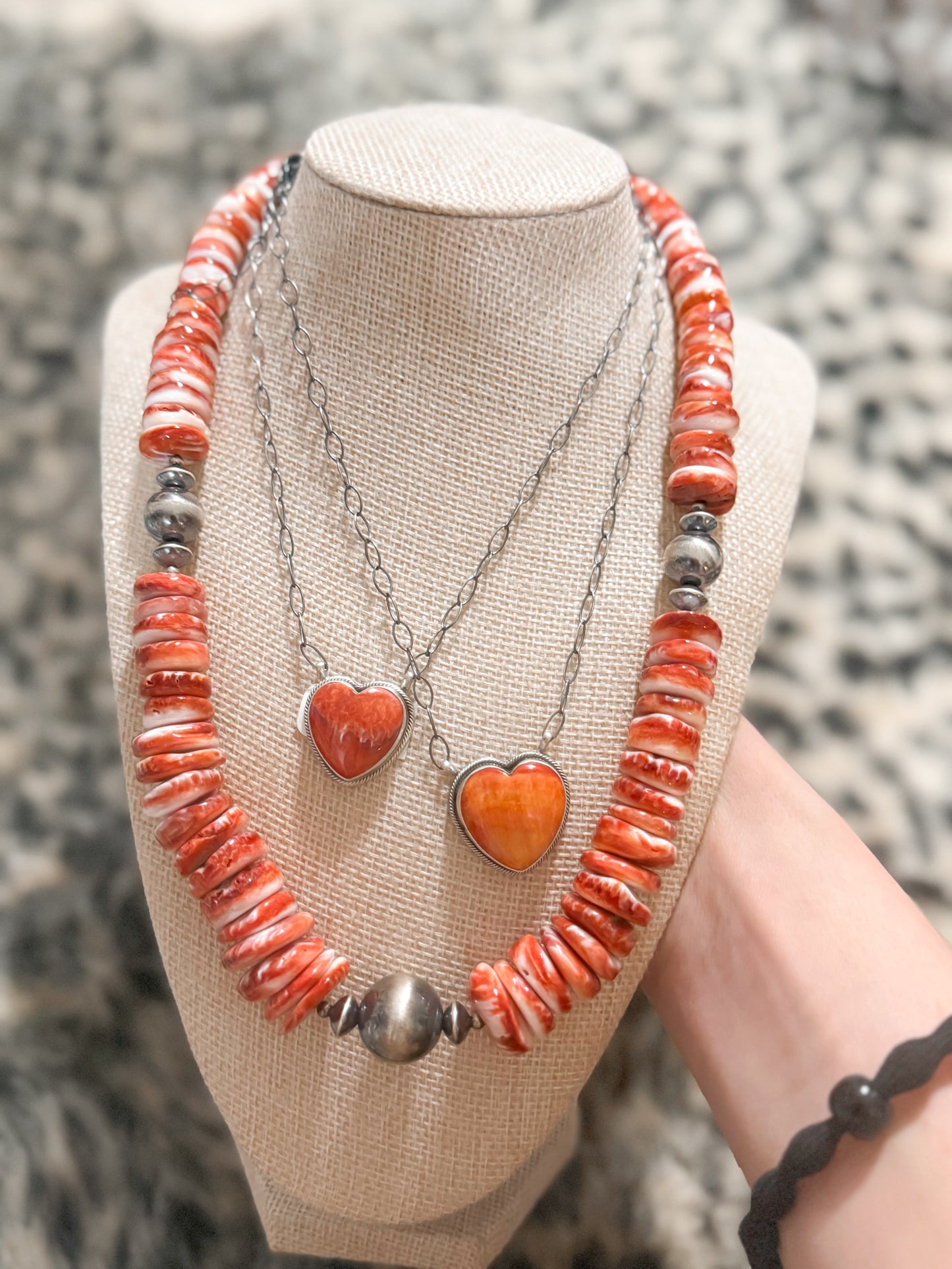 Orange spiny statement necklace