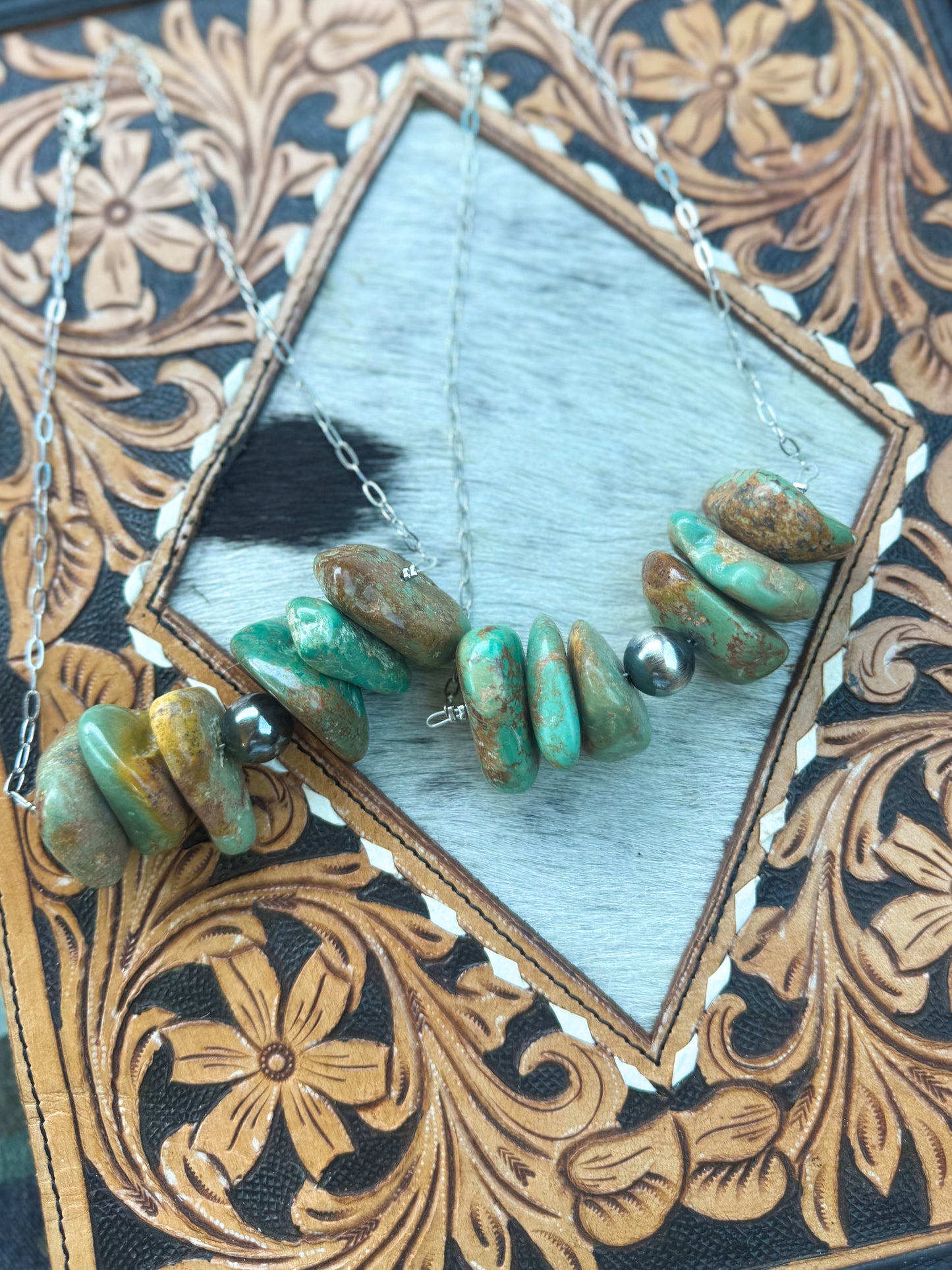 16” Chunky Turquoise Paperclip Necklace