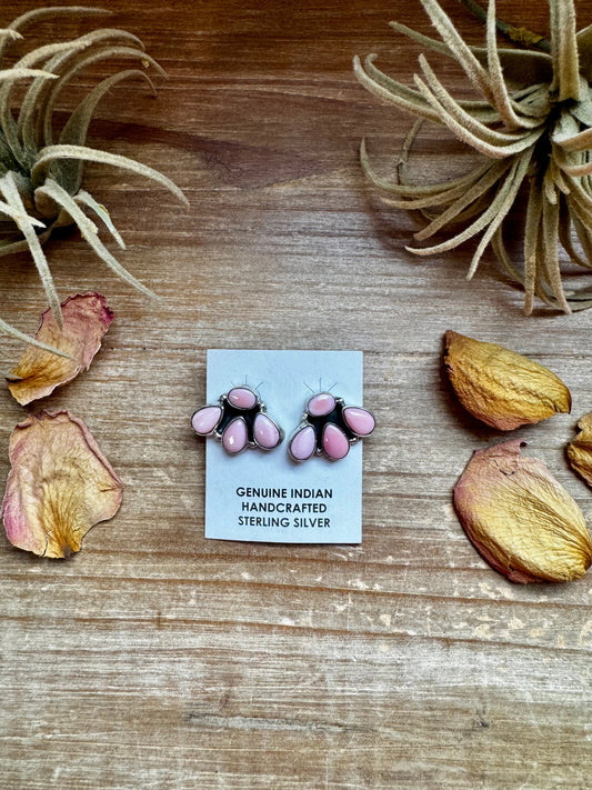 Marcella James Pink Conch Cluster Earrings – Sterling Silver, ¾ Inch