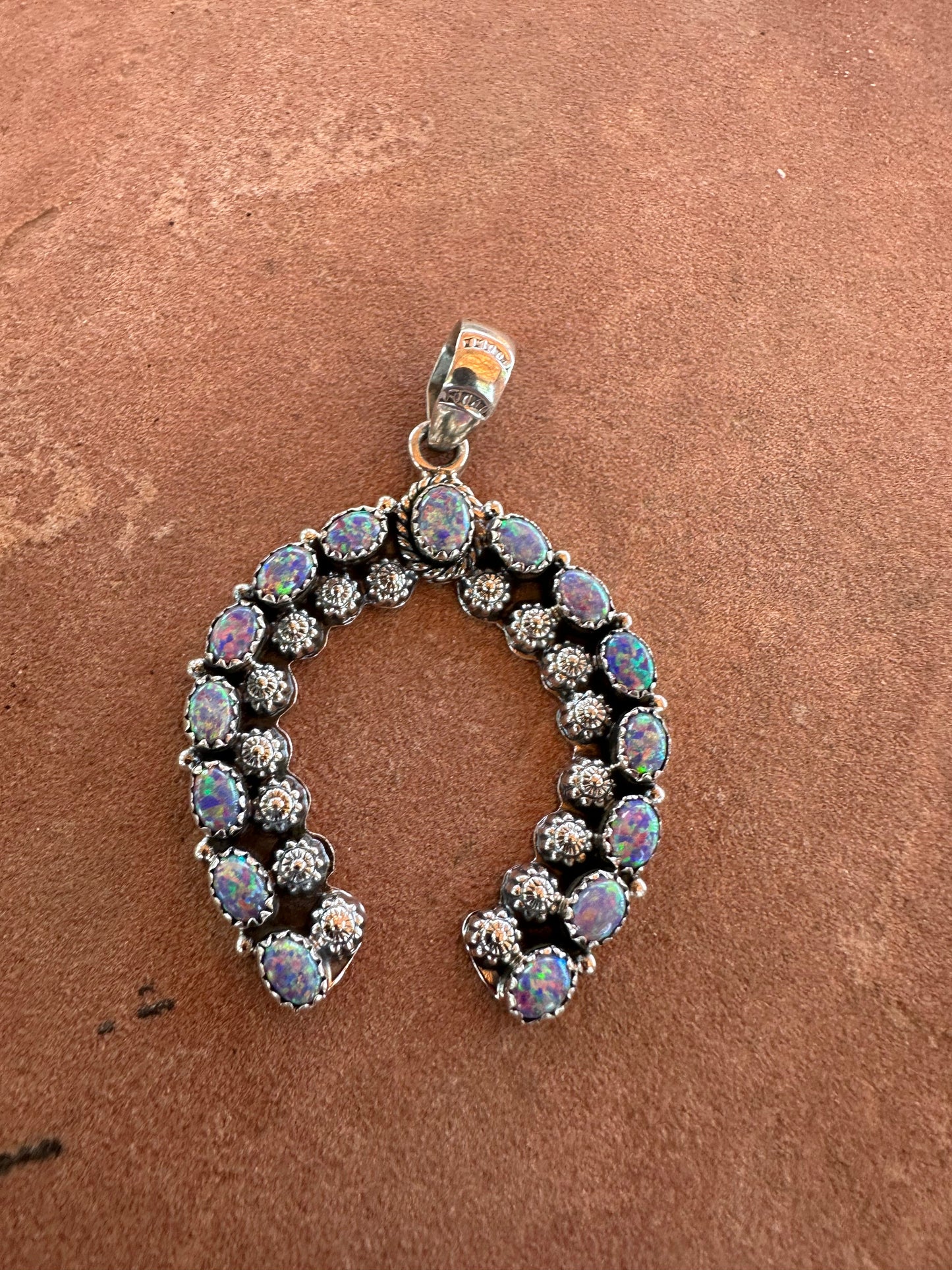 Beautiful Handmade Sterling Silver & Purple Fire Opal Naja Pendant