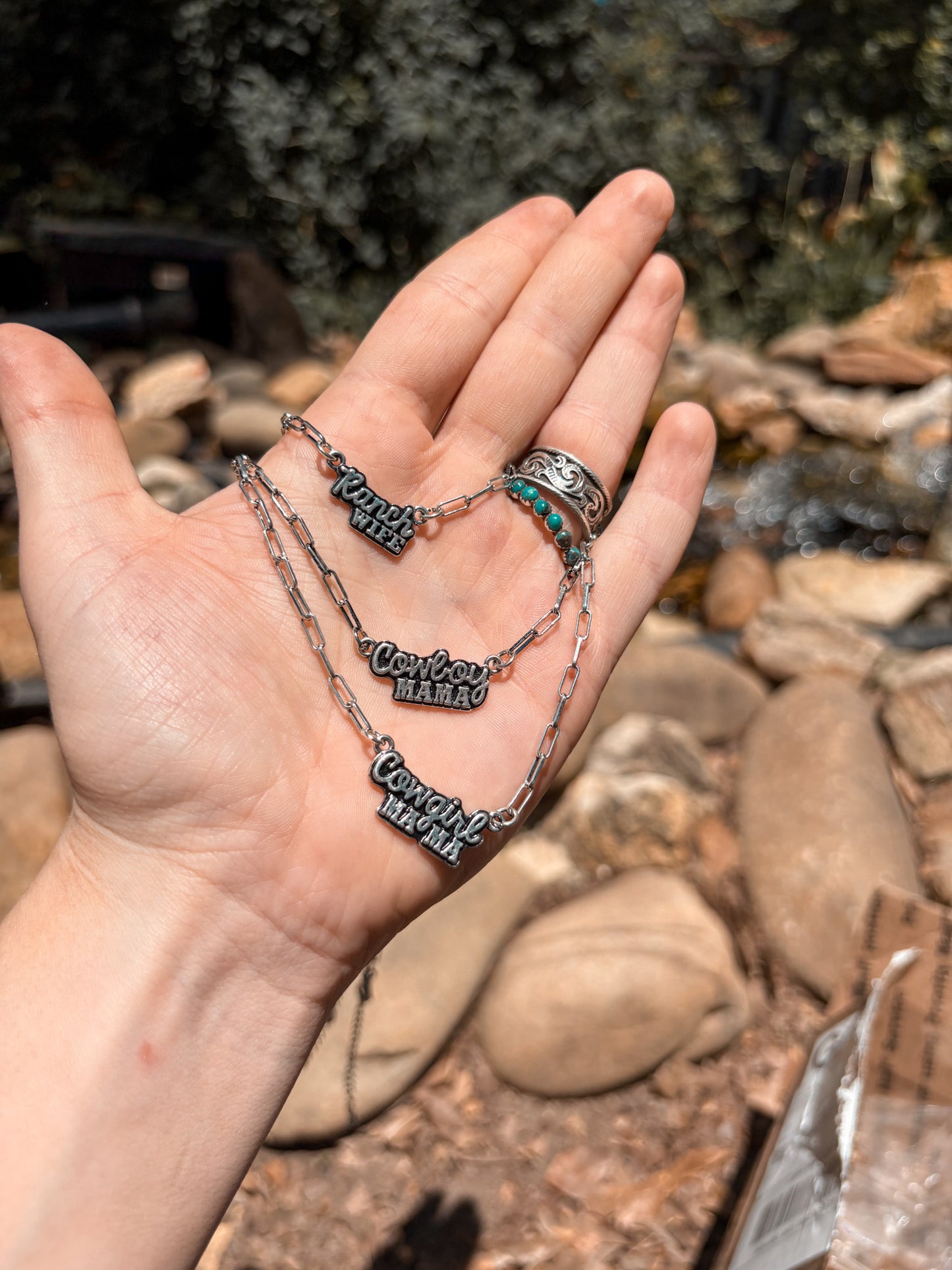 Western title necklaces