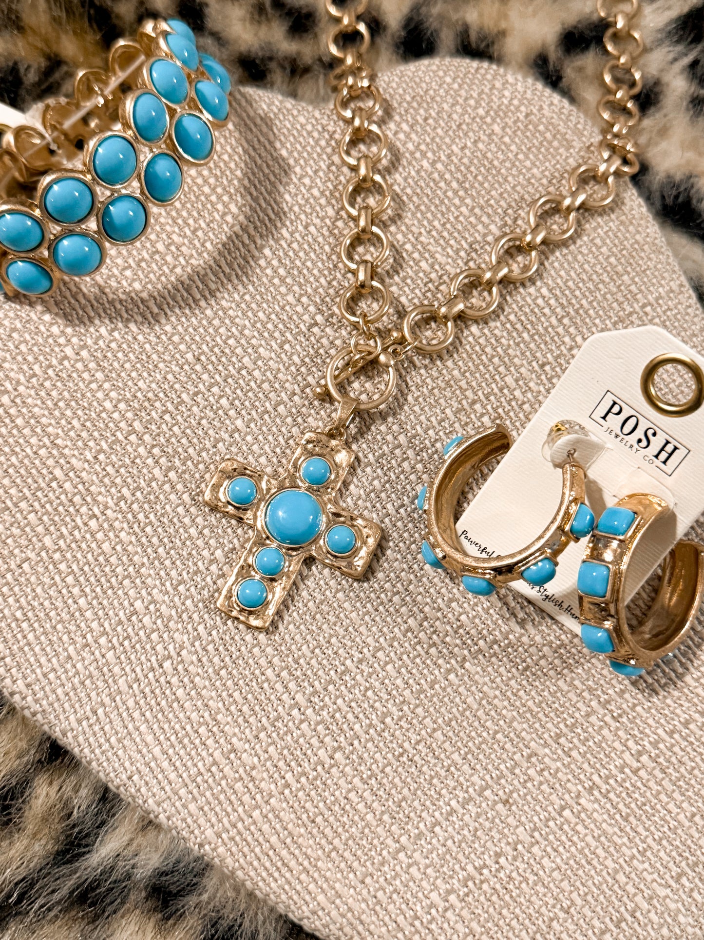 Gold and turquoise hoop earrings