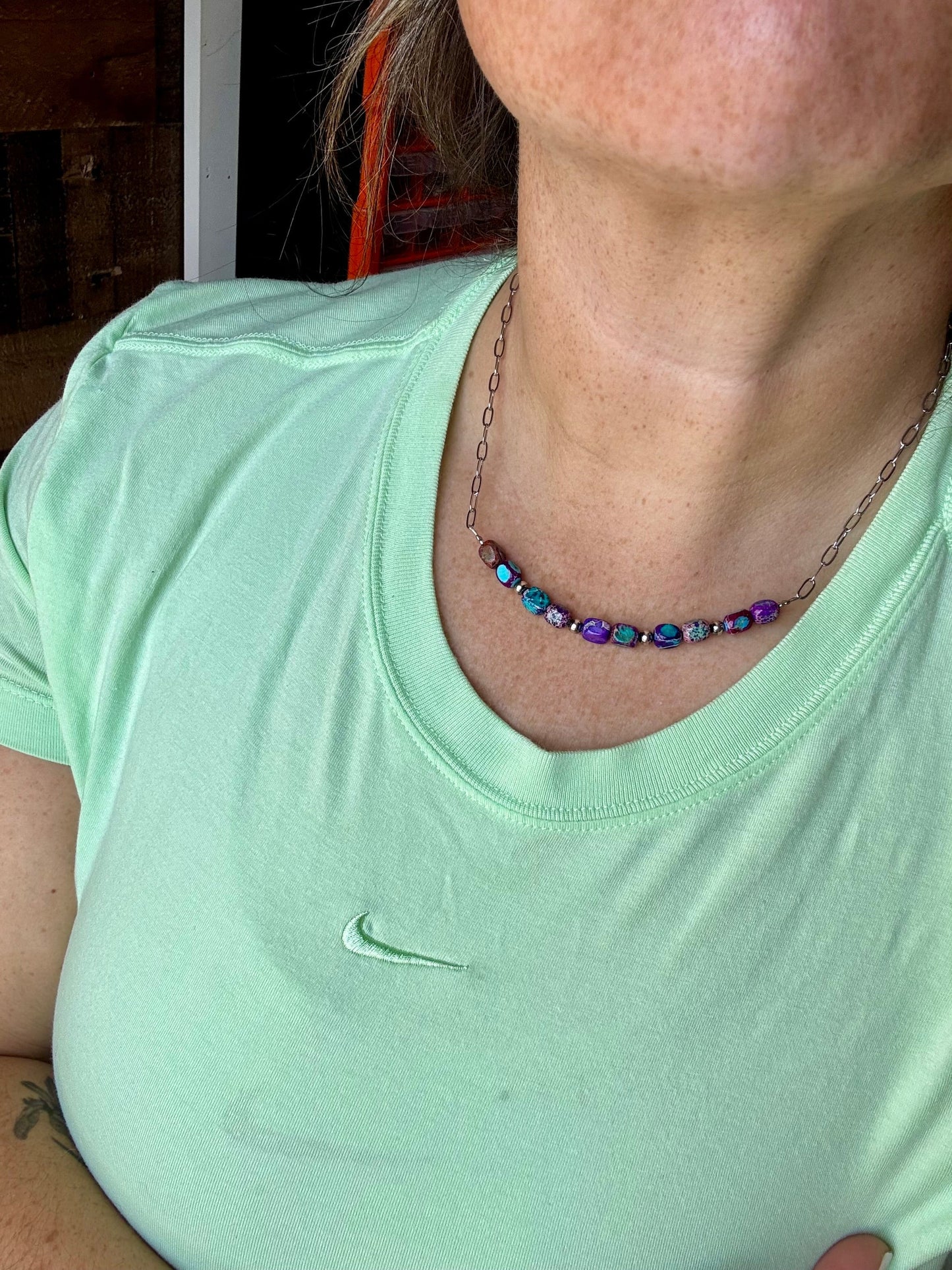 16 inch chain choker and Verascite sea sediment and sterling silver