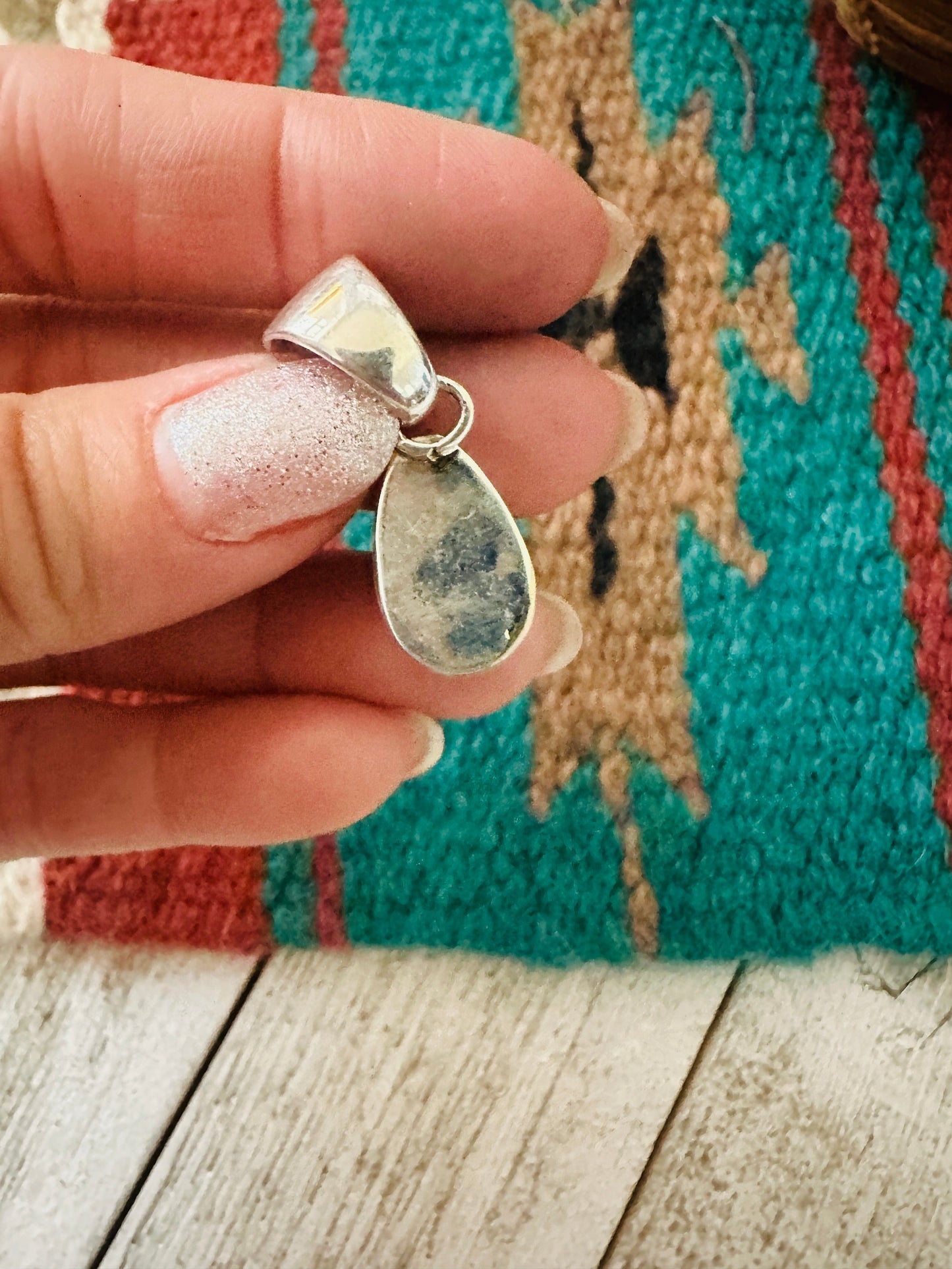 Navajo Turquoise & Sterling Silver Teardrop Pendant