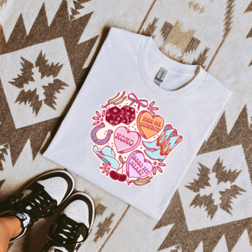 Valentines day cowboy collage sublimation T-shirt