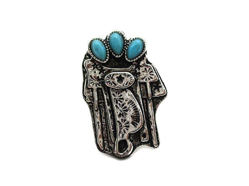 Western Turquoise Saddle Cuff Ring