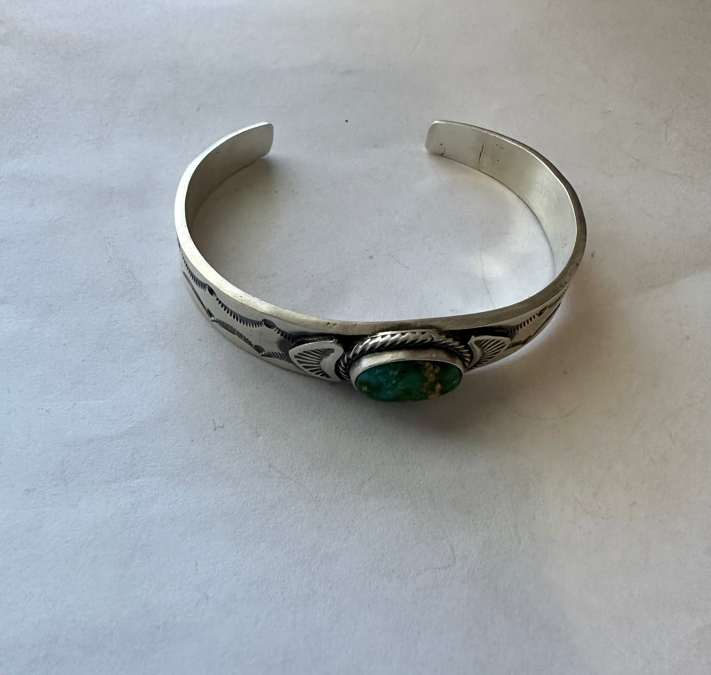 Beautiful Navajo Sterling Sonoran Mountain Turquoise Bracelet Cuff Signed