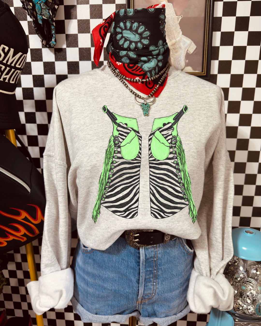 Funky zebra chaps sweatshirt