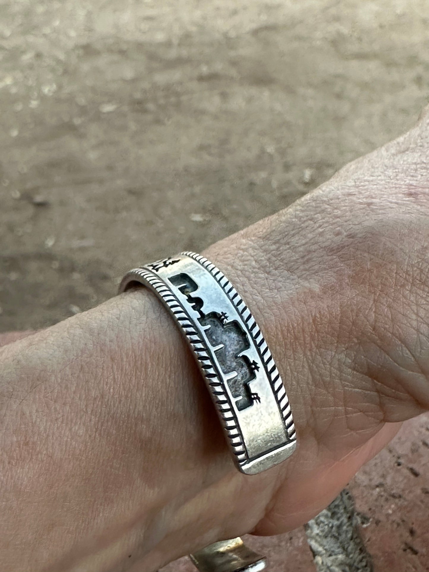 Vintage Old Pawn Navajo Sterling Silver Story Teller Cuff Bracelet
