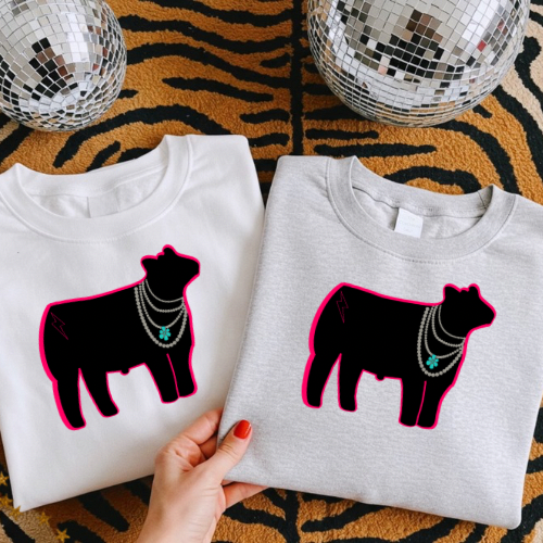 Cow-show + turquoise sublimation T-shirt