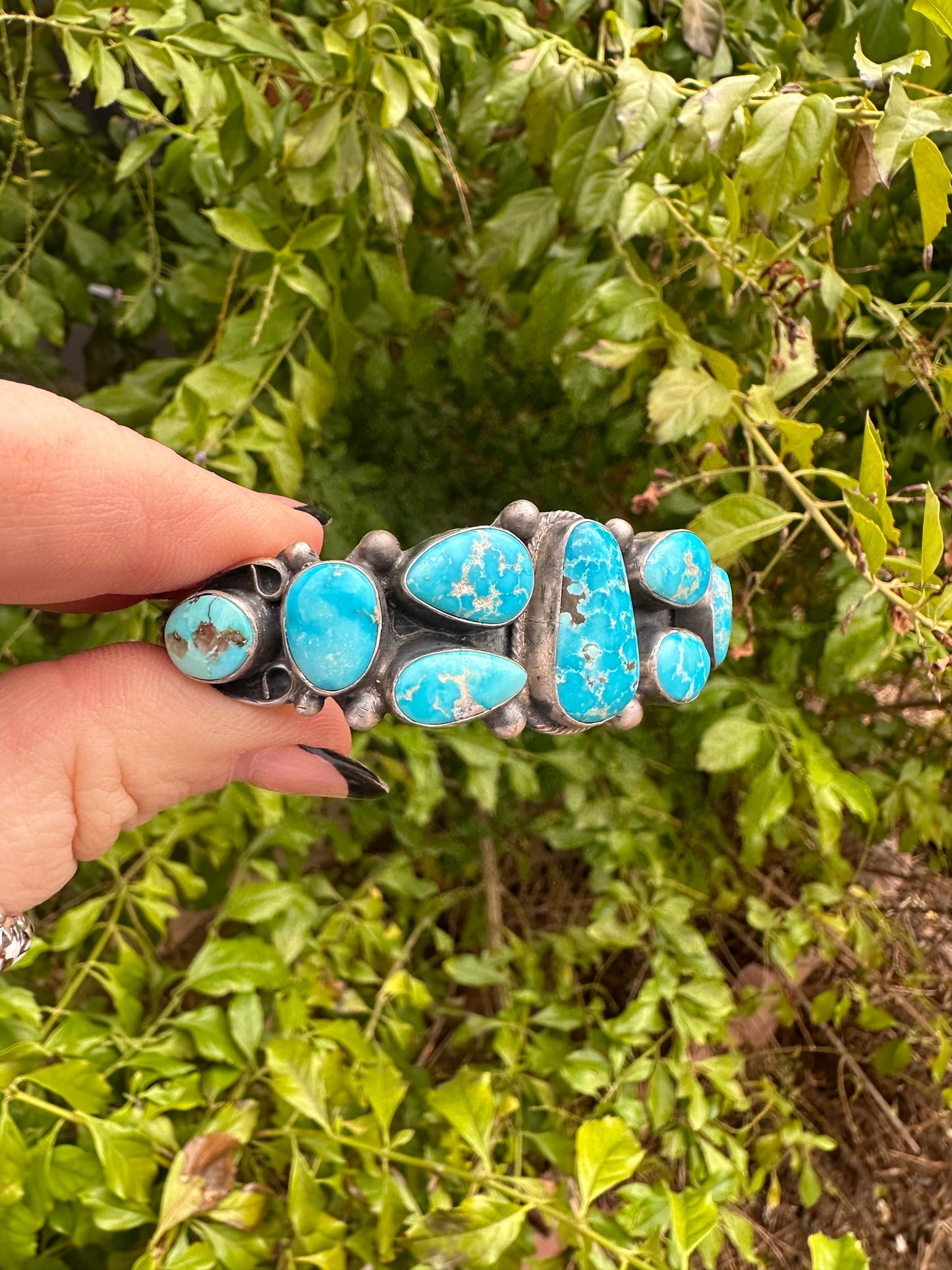 Beautiful Kathleen Livingston Navajo Sterling Turquoise Bracelet Cuff Signed