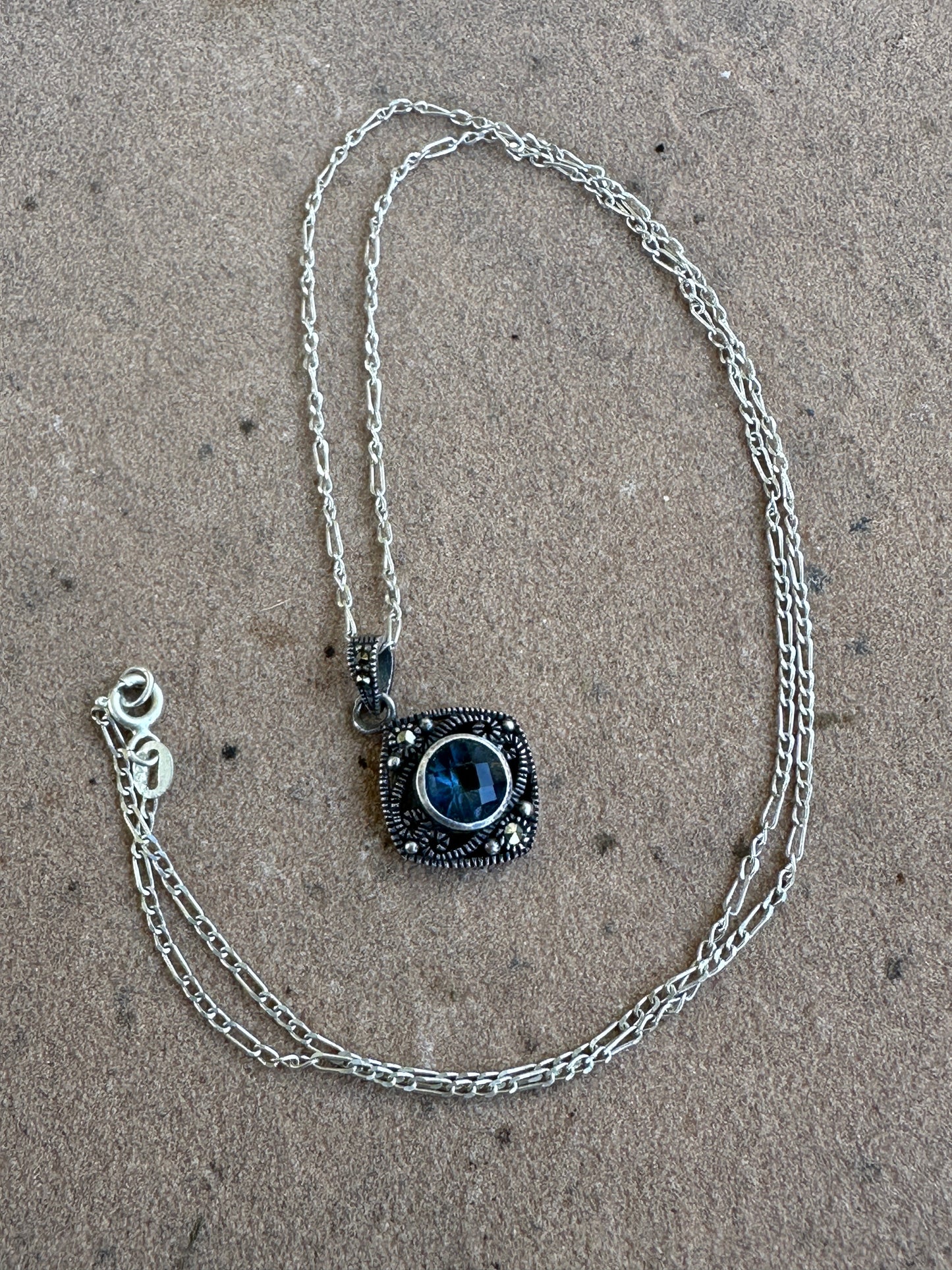 Blue Topaz pendant necklace 20” 