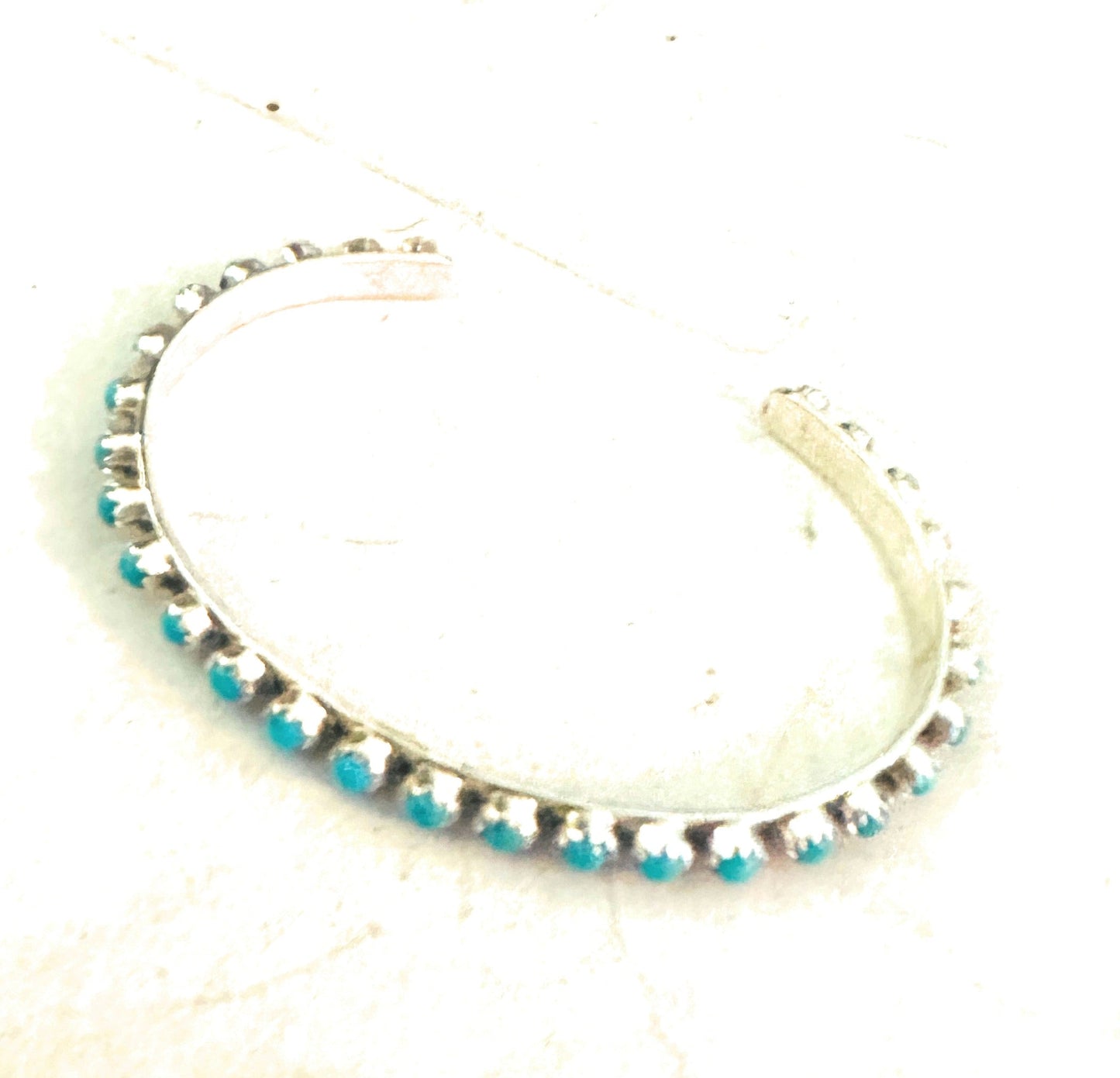 Zuni Sterling Silver & Turquoise Needlepoint Cuff Bracelet