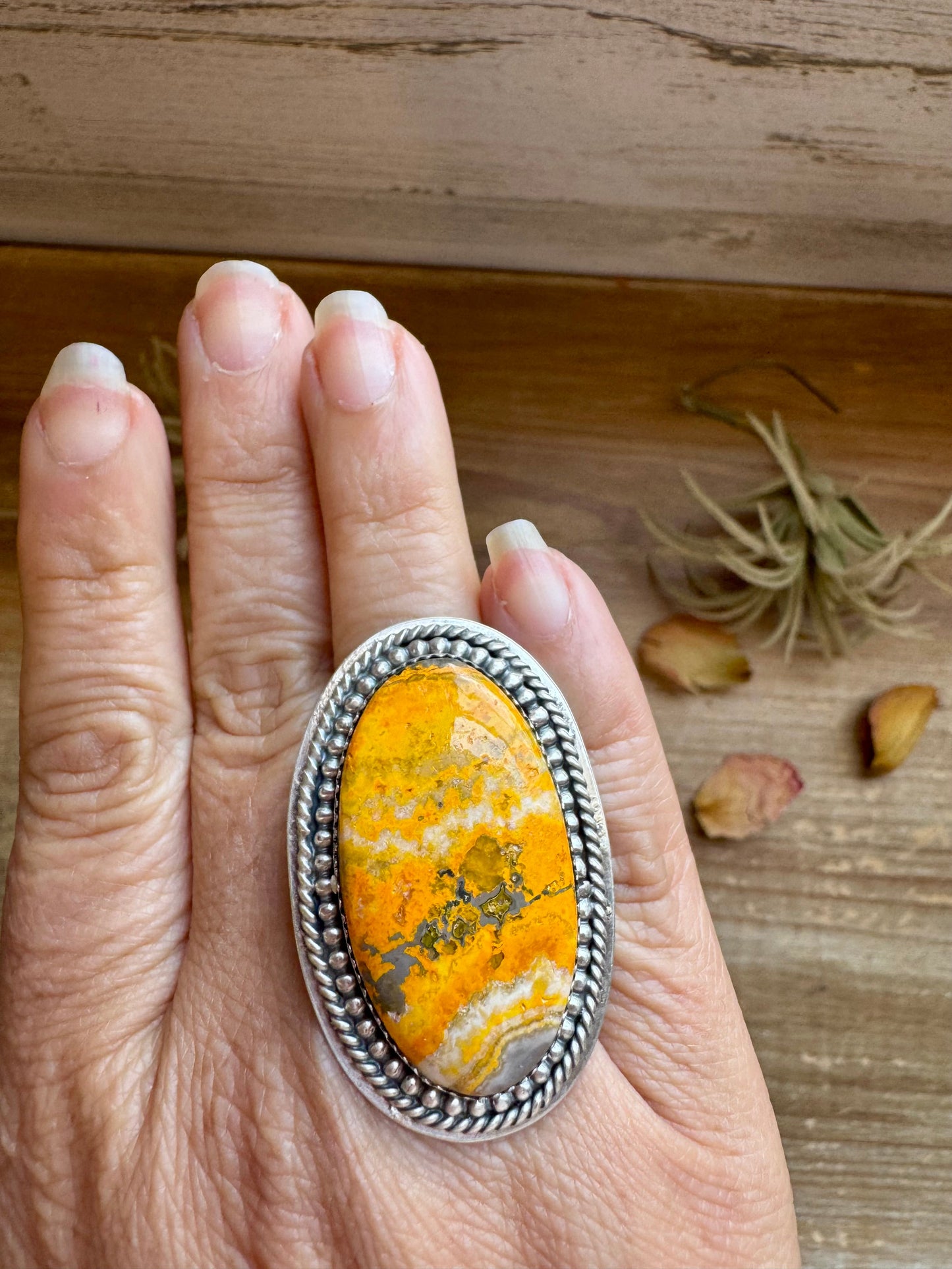 Adjustable Ring – Bumblebee Jasper – Sterling Silver