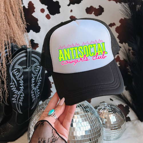Anti-social cowgirl western trucker hat