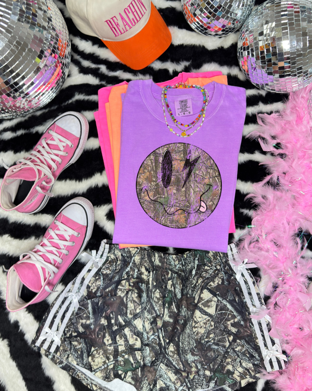 Camo smiley comfort color shirt