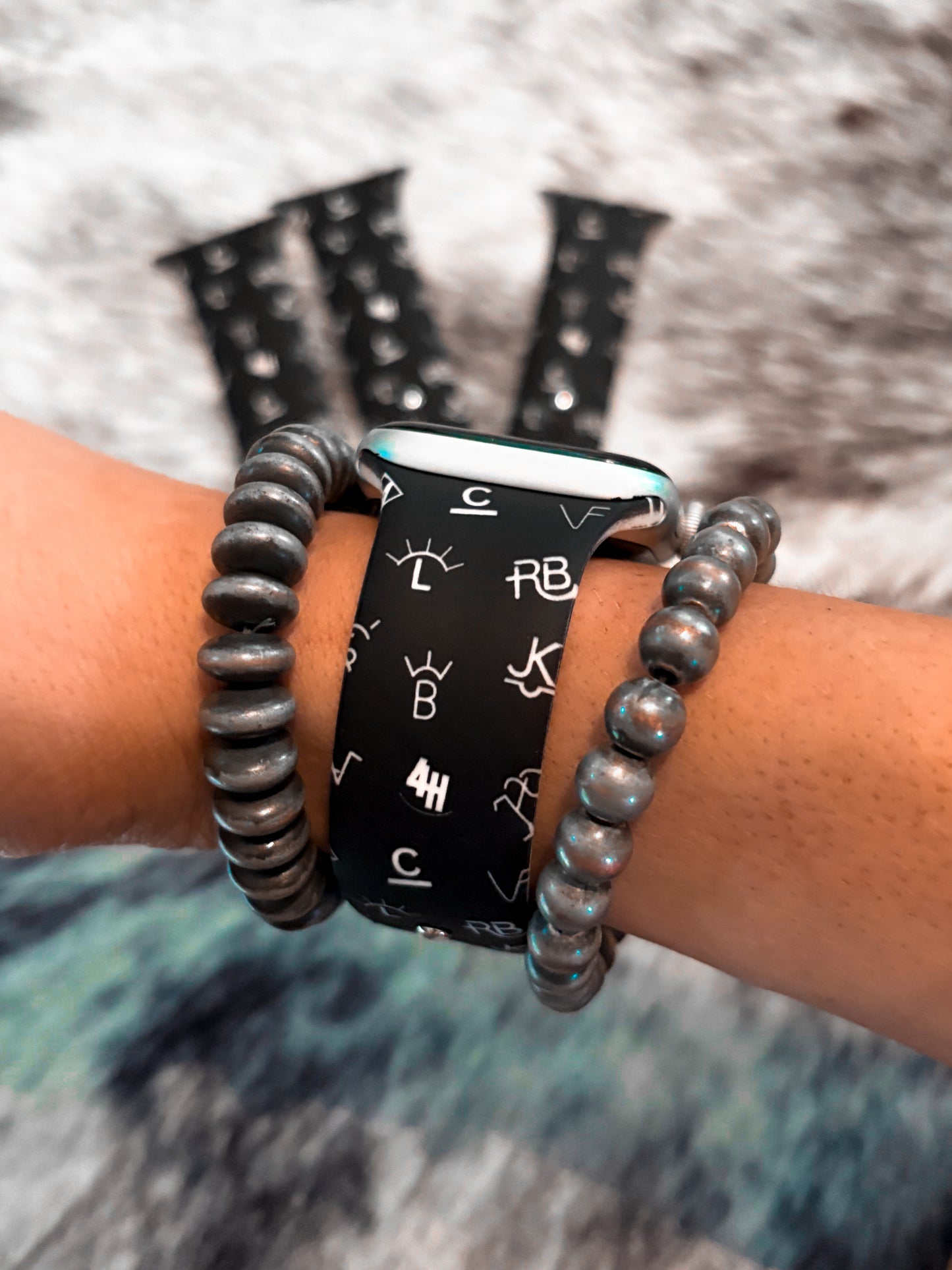 Black branded Apple Watch band