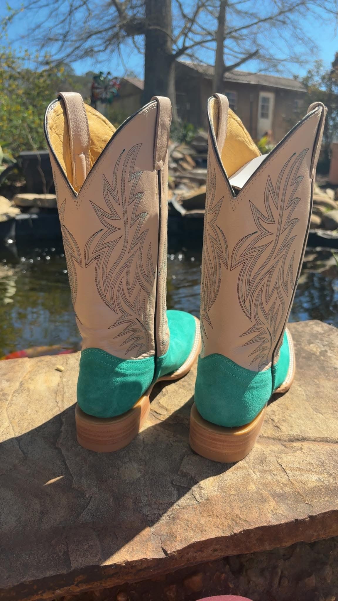 Turquoise rough out boots