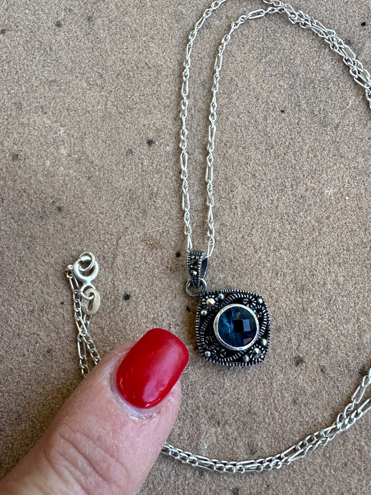Blue Topaz pendant necklace 20” 