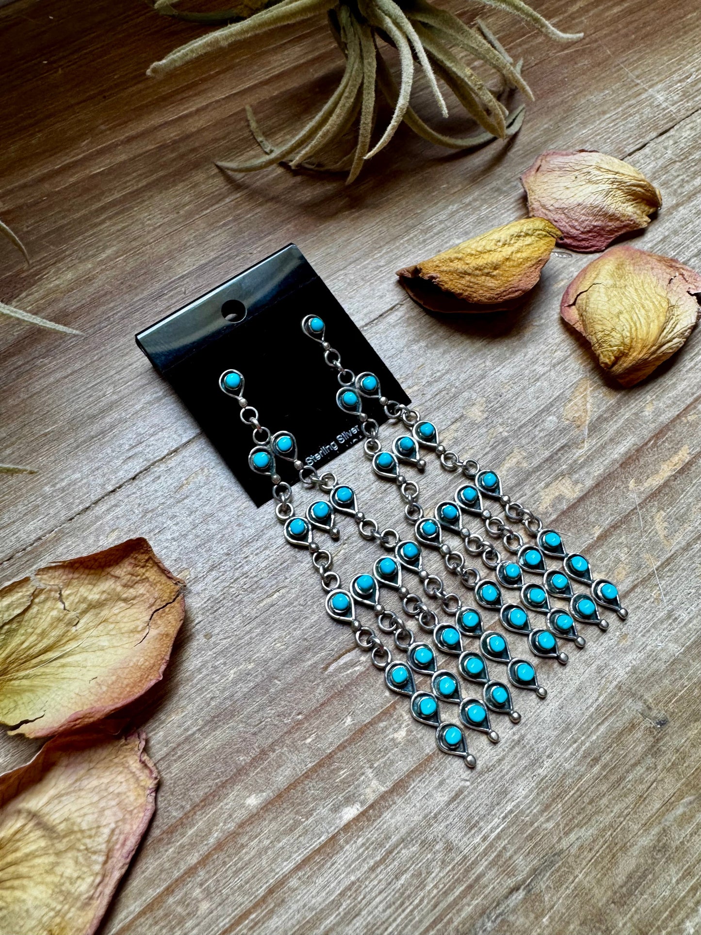 Sterling Silver & Kingman Turquoise Chandelier Earrings – Made in USA