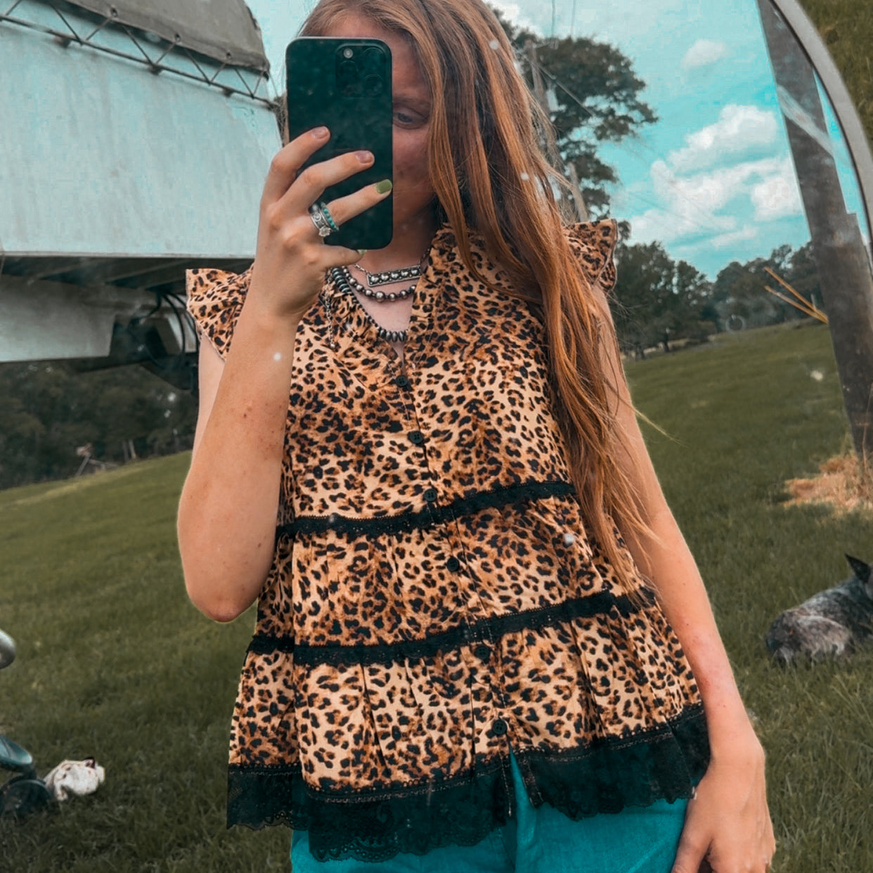LLANO LACE *LEOPARD top