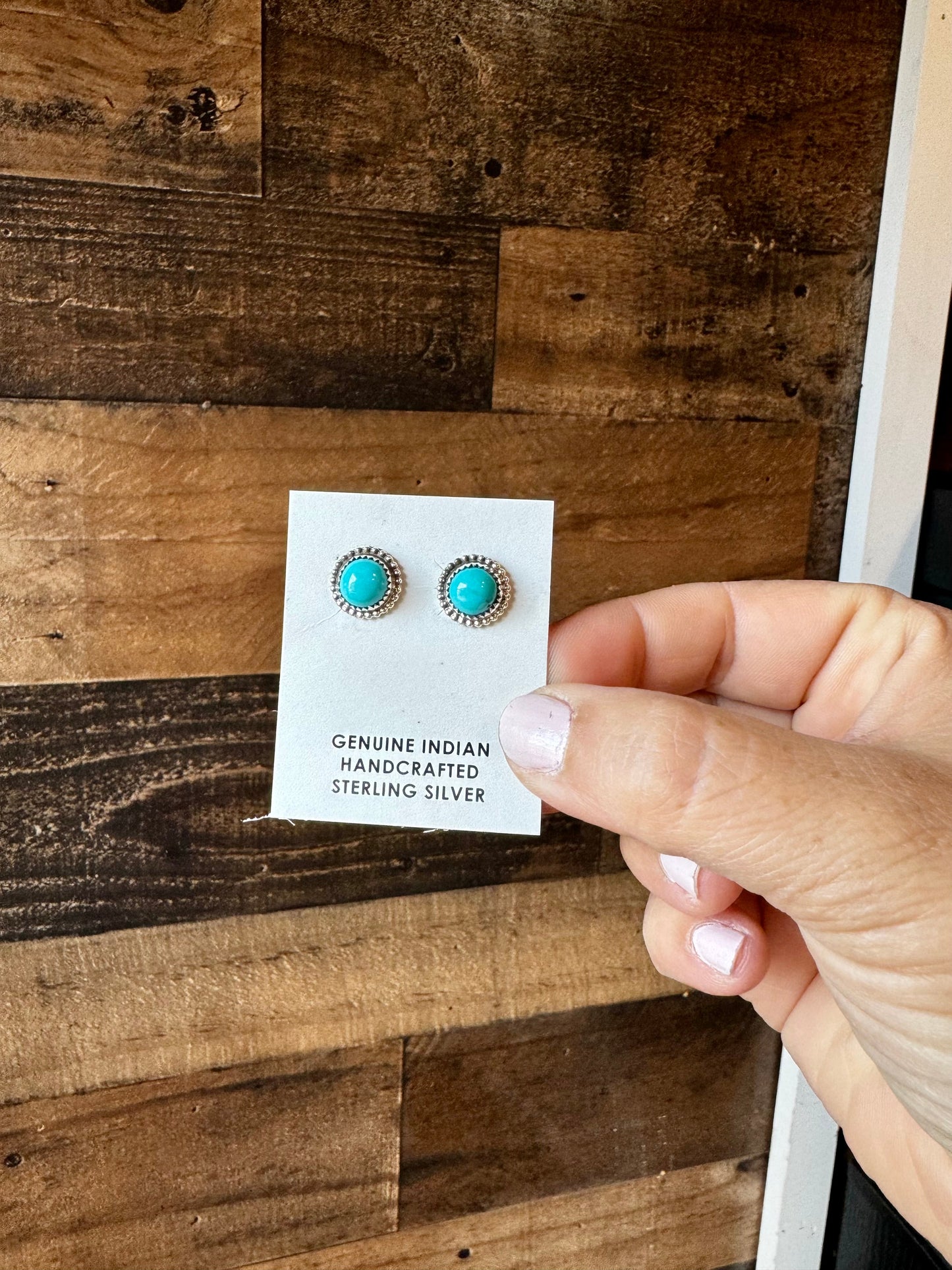 Kingman Turquoise Stud Earrings – Sterling Silver, Native Made, USA